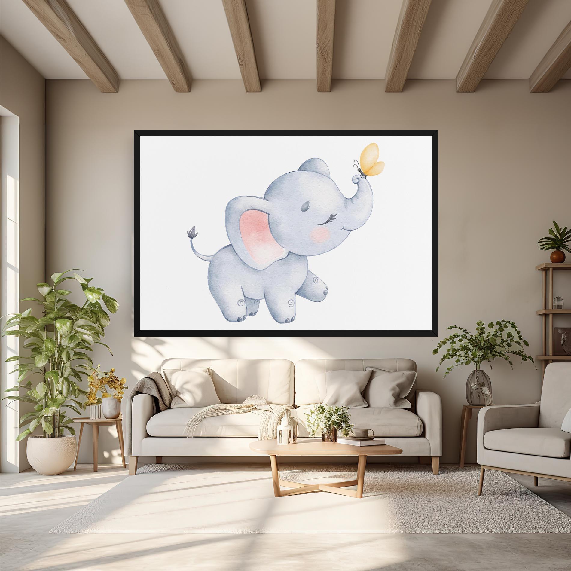 Tablou Canvas Elephant Butterfly mockup 6