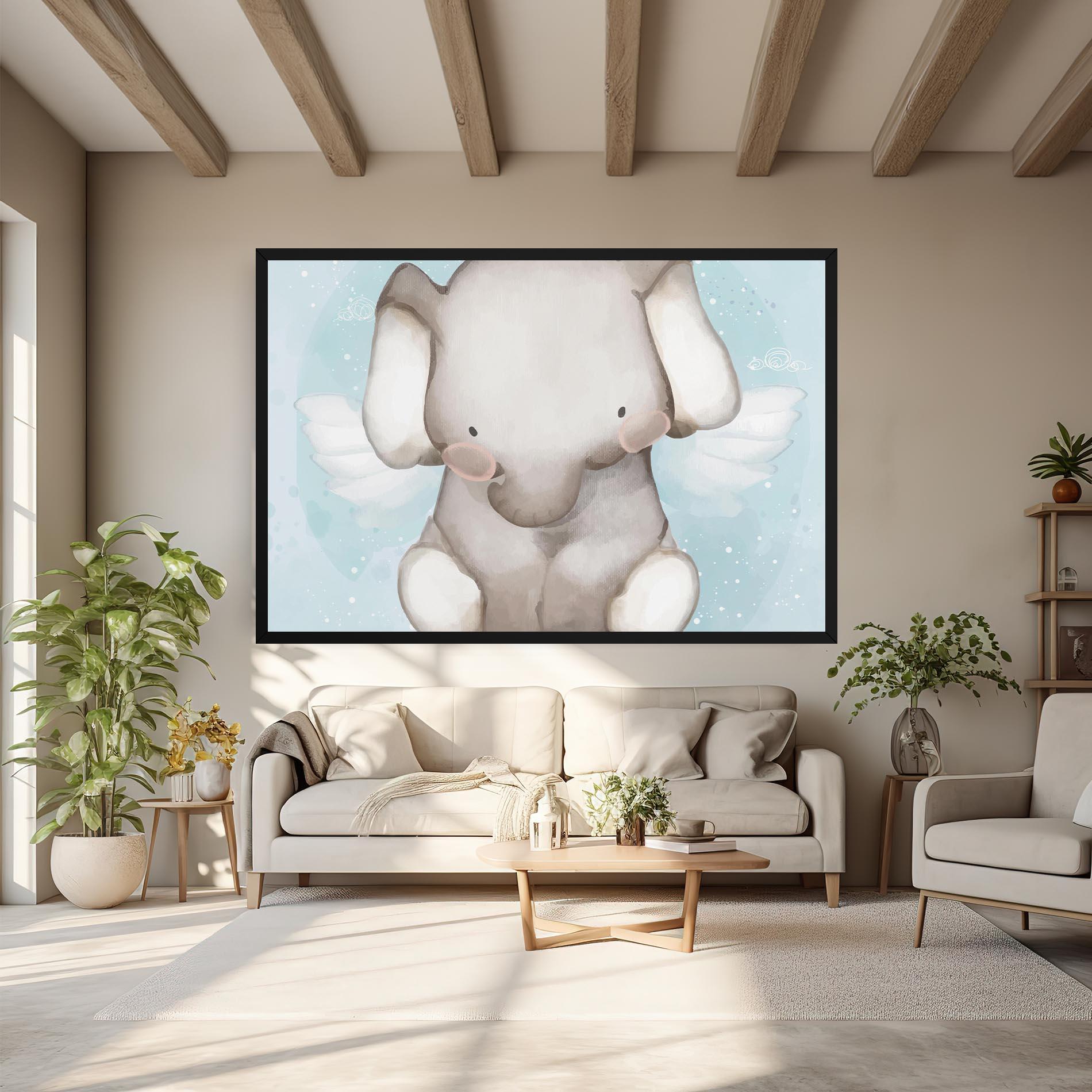 Tablou Canvas Elephant On Blue mockup 6