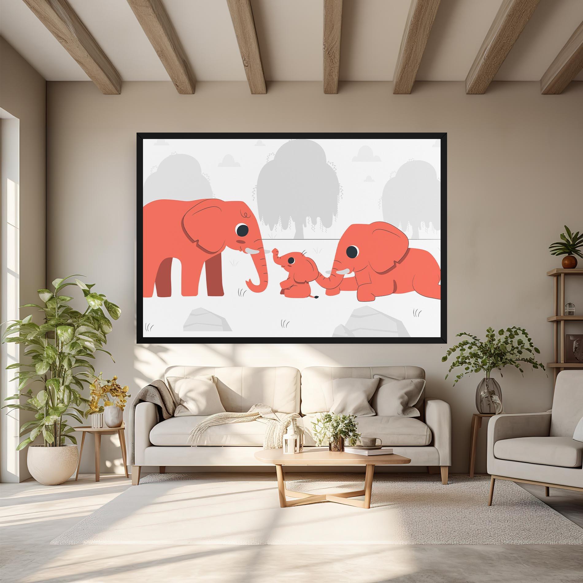 Tablou Canvas Orange Elephant mockup 6