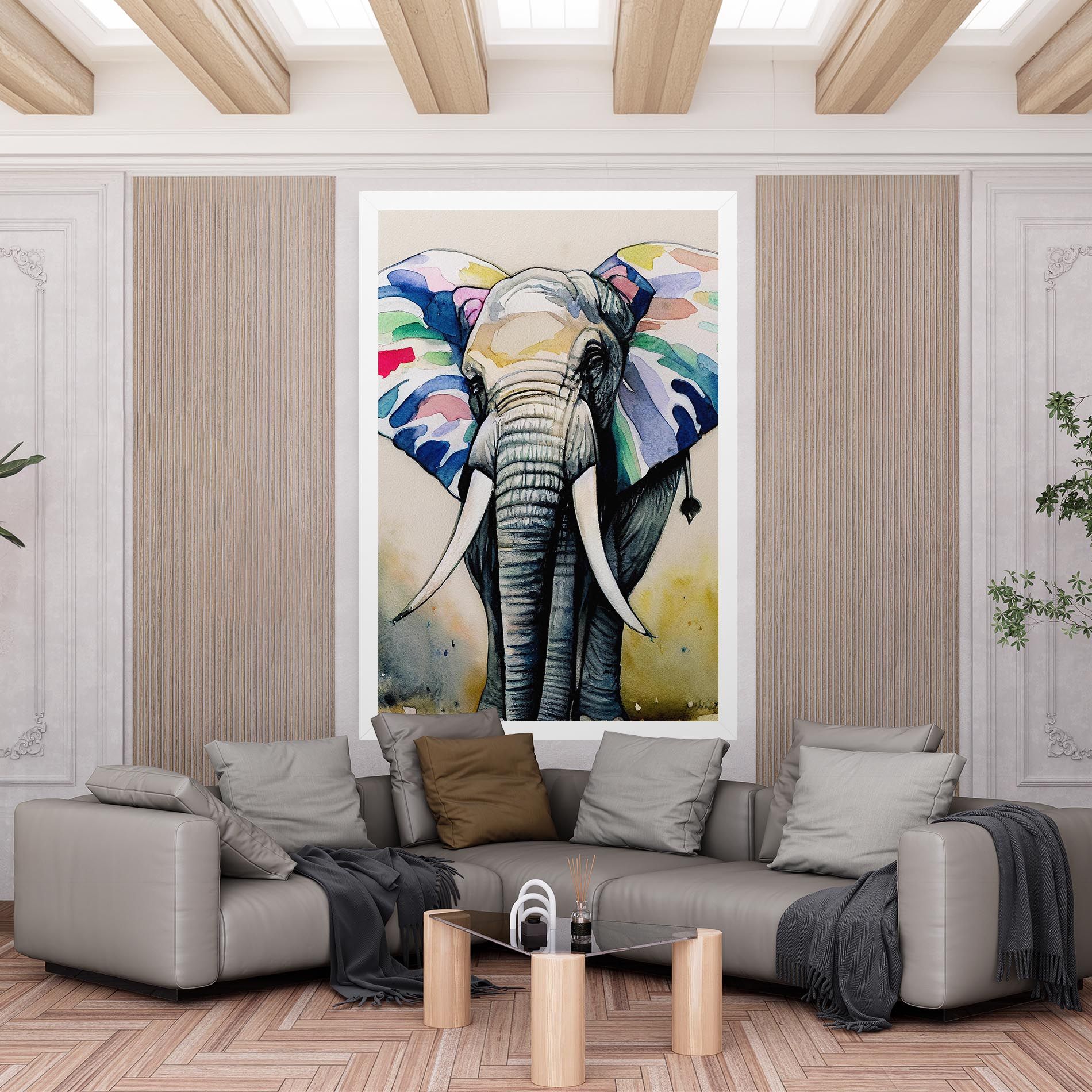 Watercolor Elephant Art mockup 6