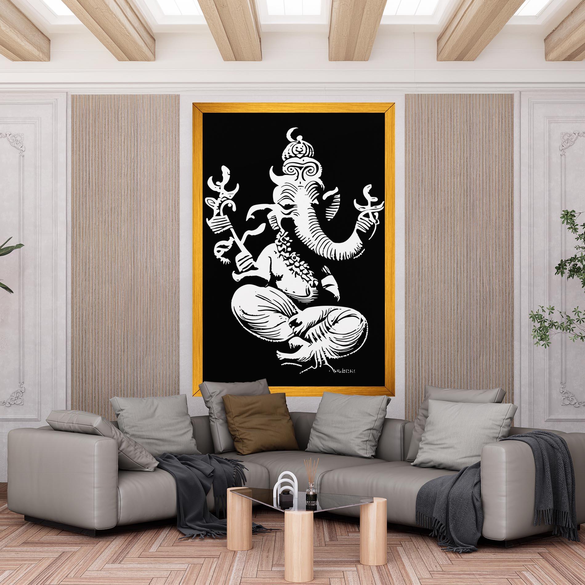 Tablou Canvas Black And White Ganesha mockup 6