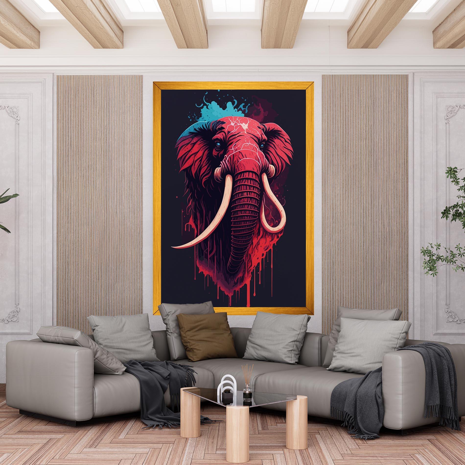Tablou Canvas Blue Red Elephant mockup 6