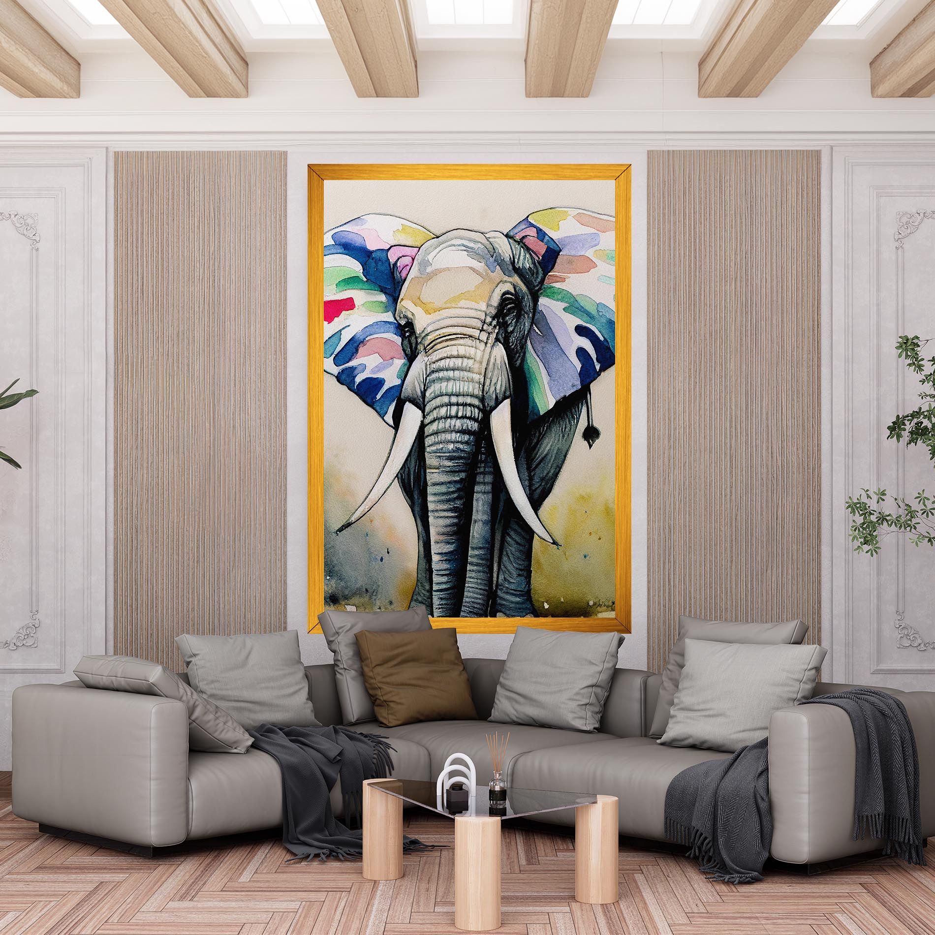 Watercolor Elephant Art mockup 6