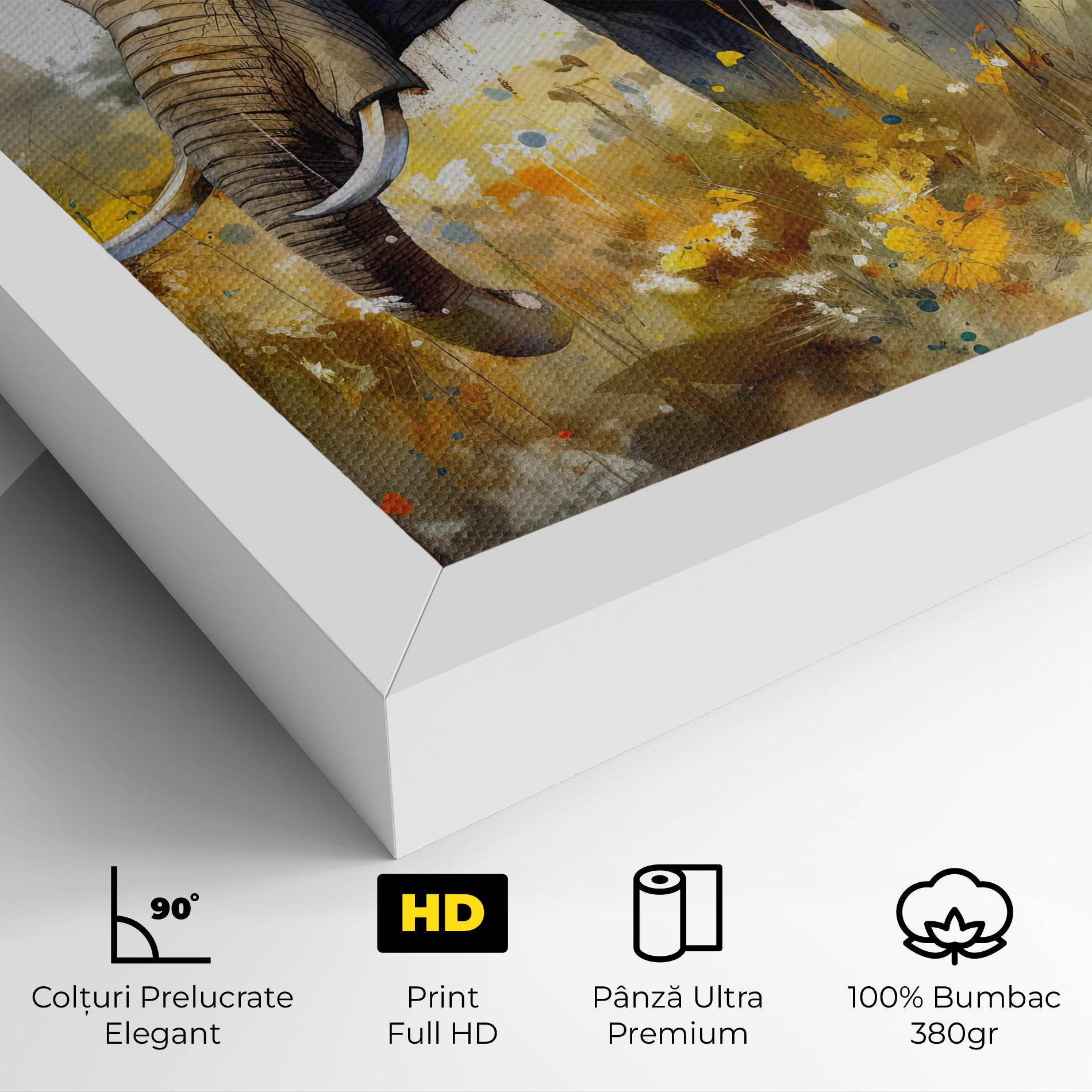 Tablou Canvas Yellow Flowers Elephant mockup 4