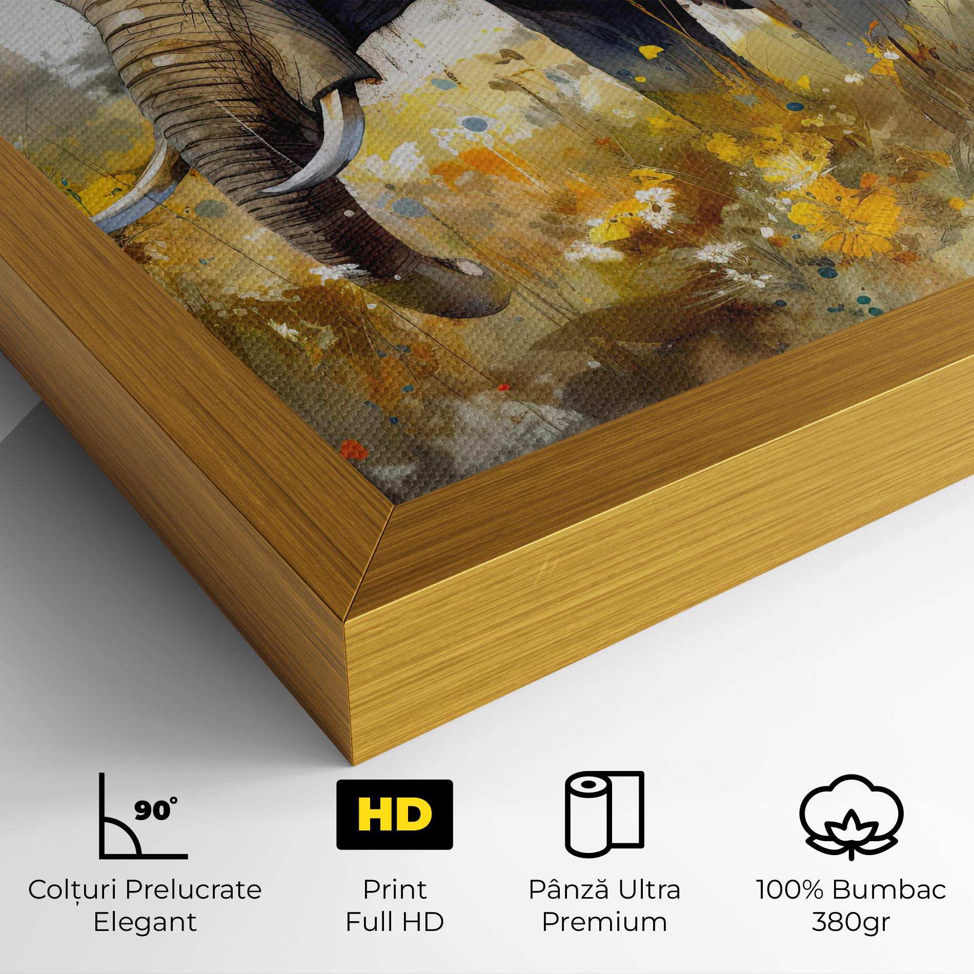 Tablou Canvas Yellow Flowers Elephant mockup 4