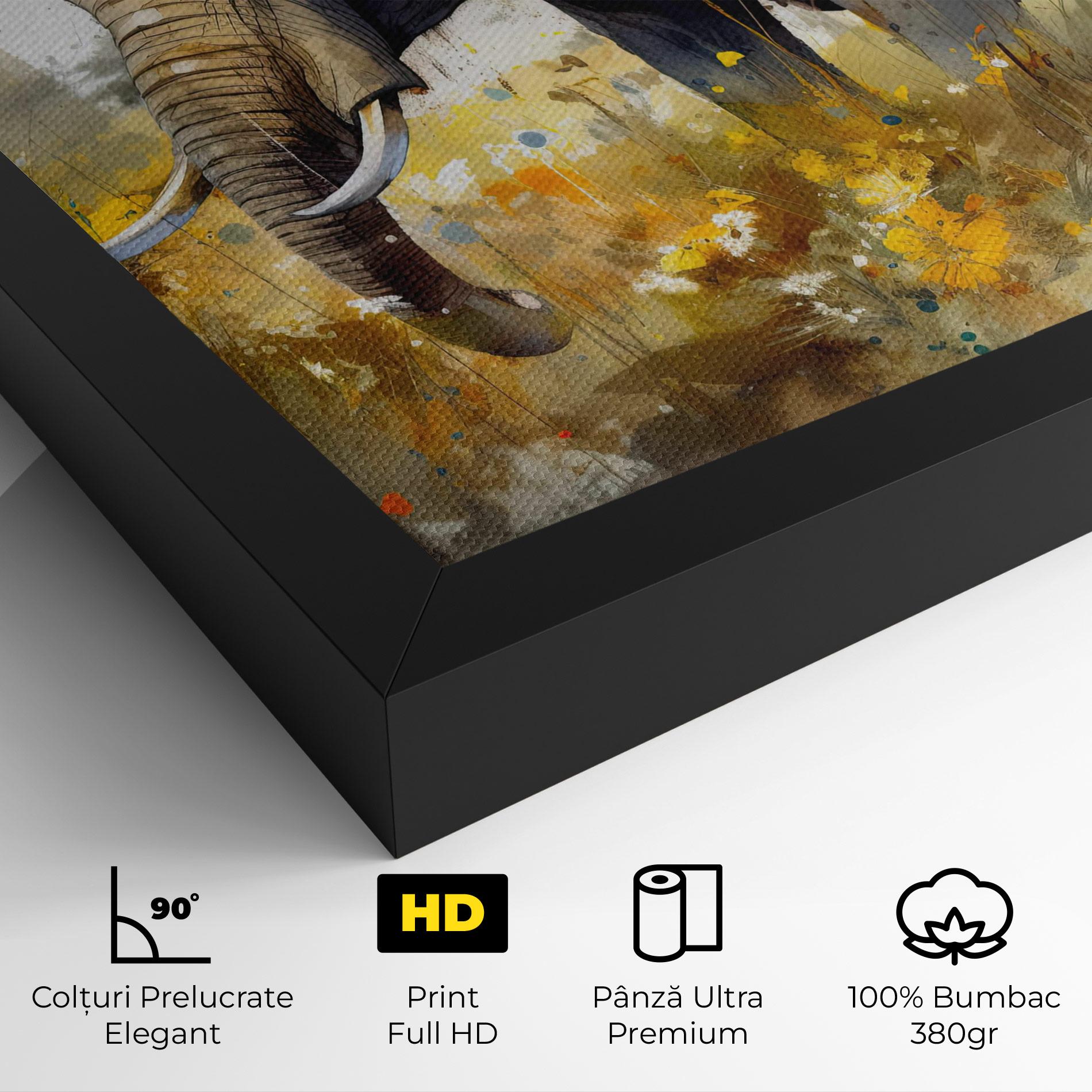 Tablou Canvas Yellow Flowers Elephant mockup 4