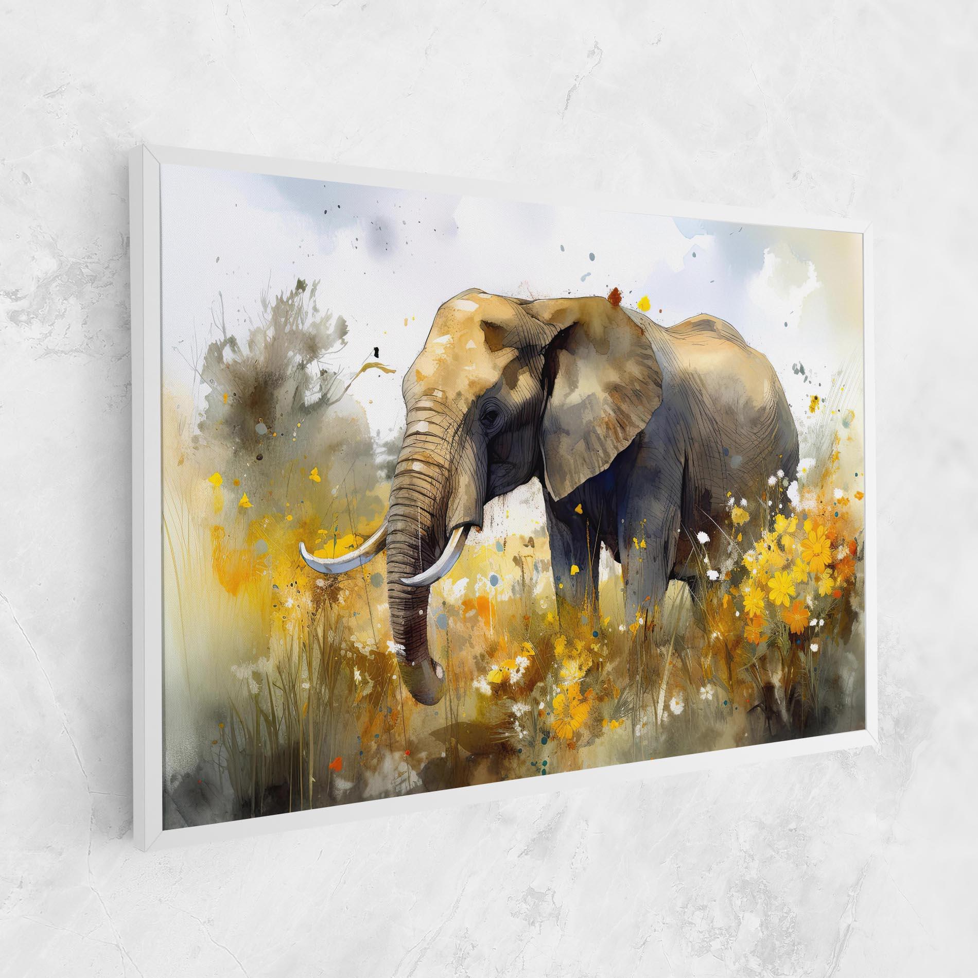 Tablou Canvas Yellow Flowers Elephant mockup 1