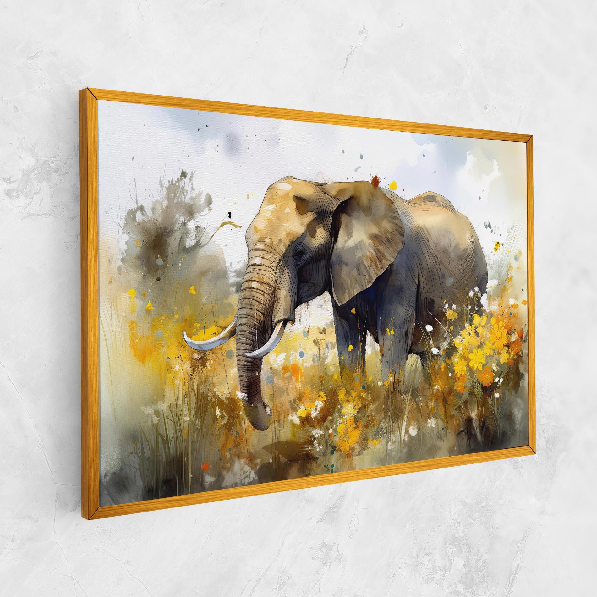 Tablou Canvas Yellow Flowers Elephant mockup 1