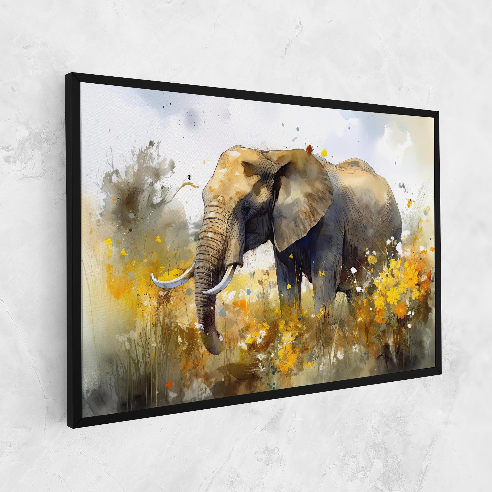 Tablou Canvas Yellow Flowers Elephant mockup 1