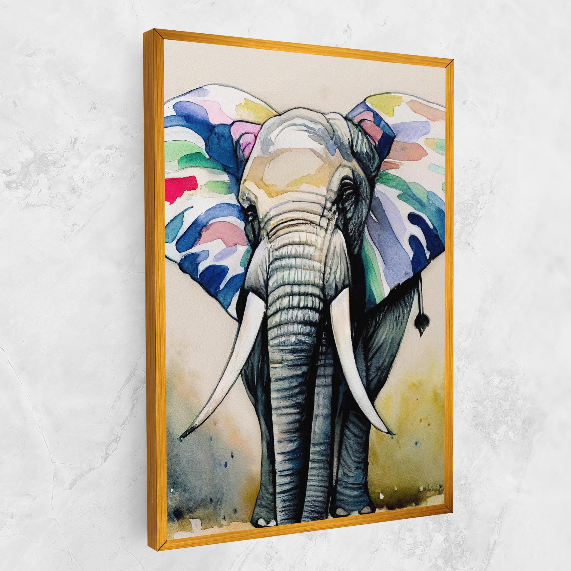 Watercolor Elephant Art mockup 1