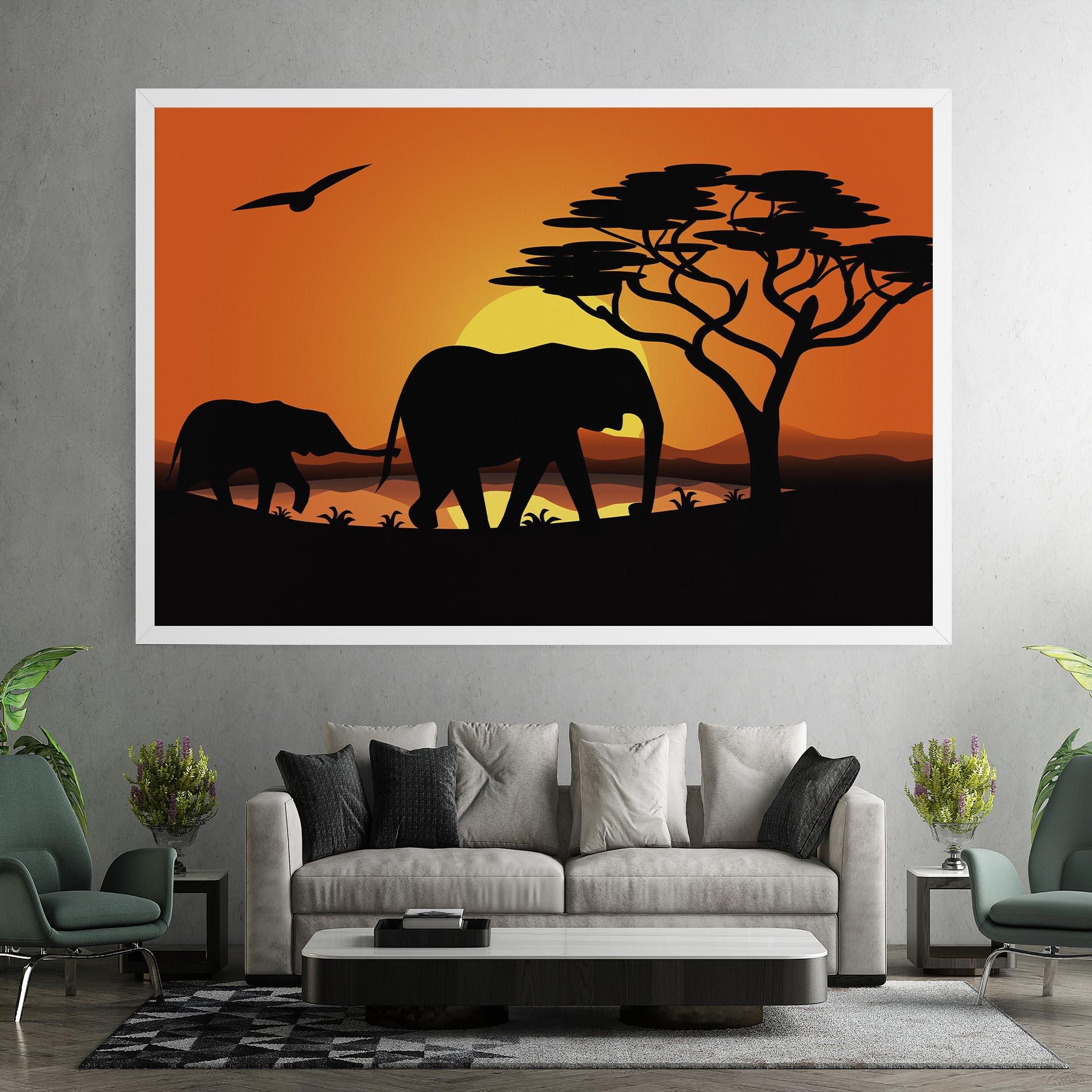 Tablou Canvas Elephant Sunset mockup 7