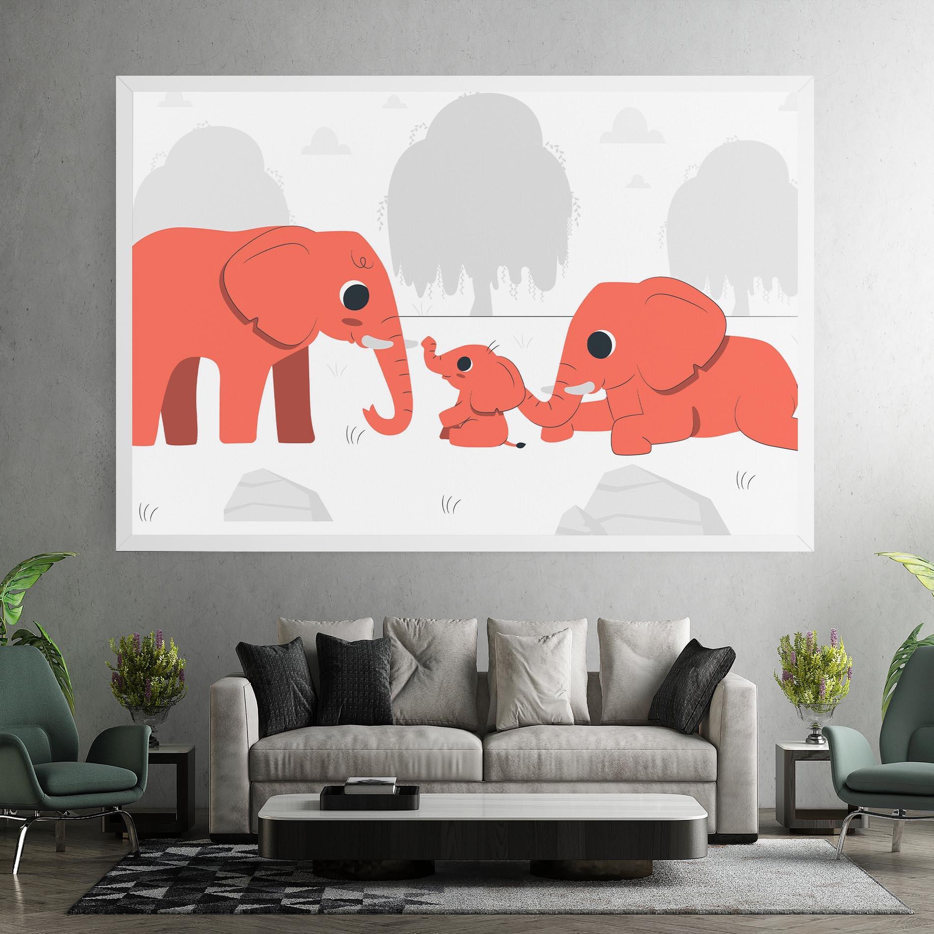 Tablou Canvas Orange Elephant mockup 7