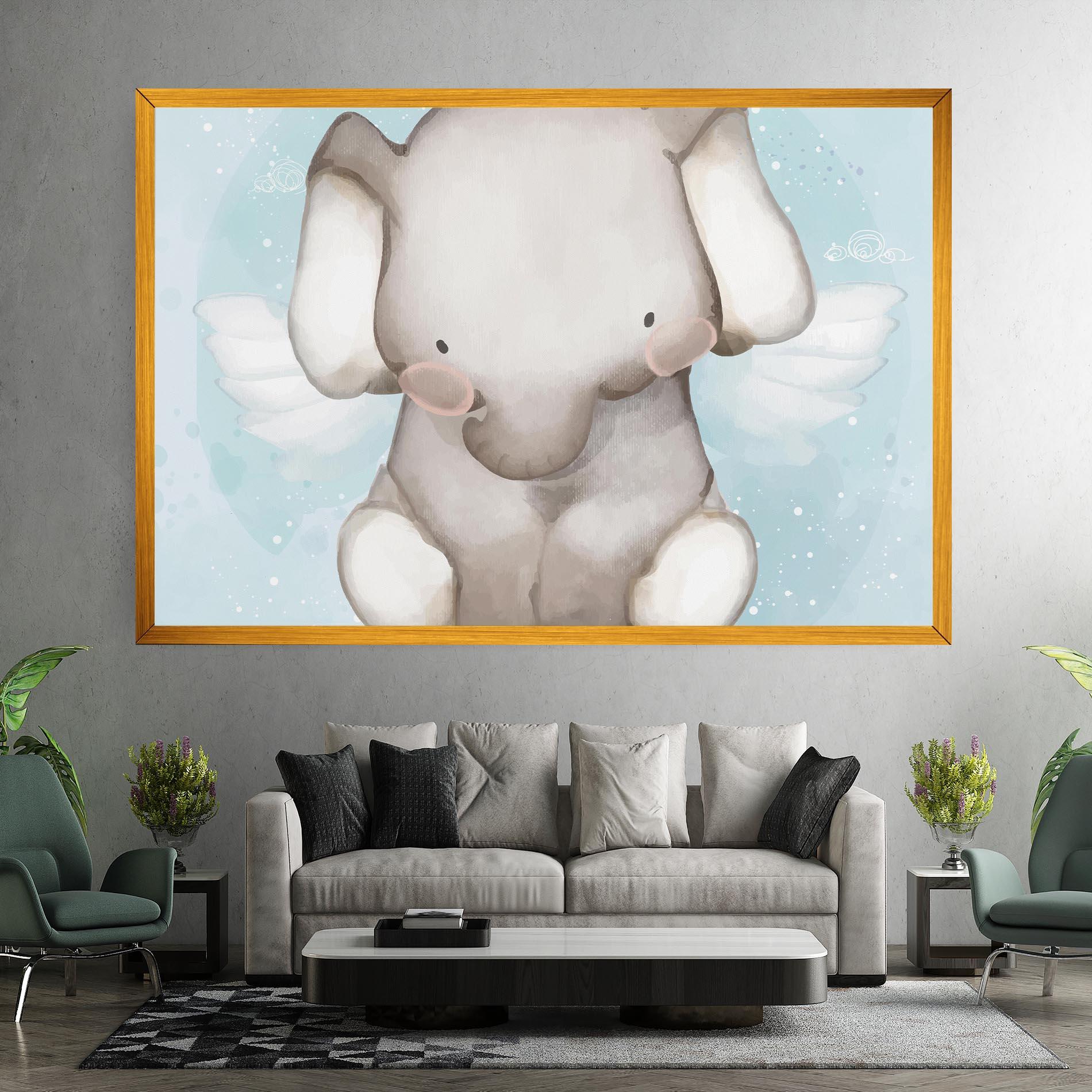 Tablou Canvas Elephant On Blue mockup 7