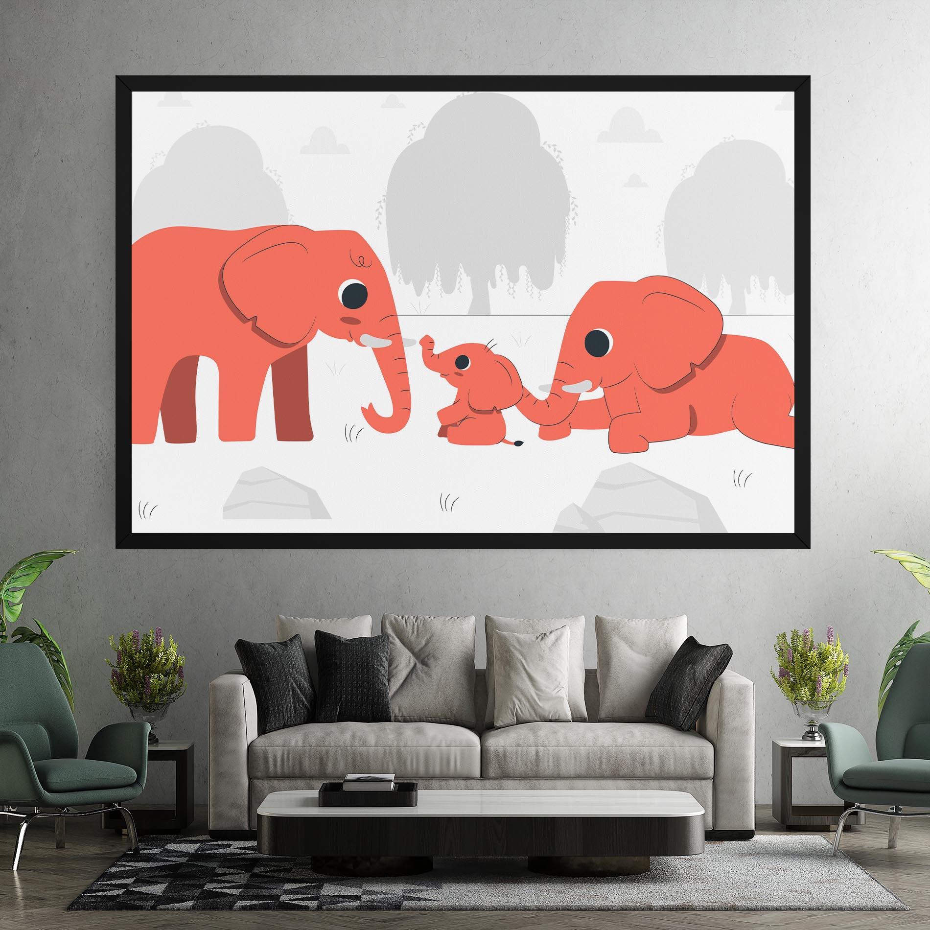 Tablou Canvas Orange Elephant mockup 7