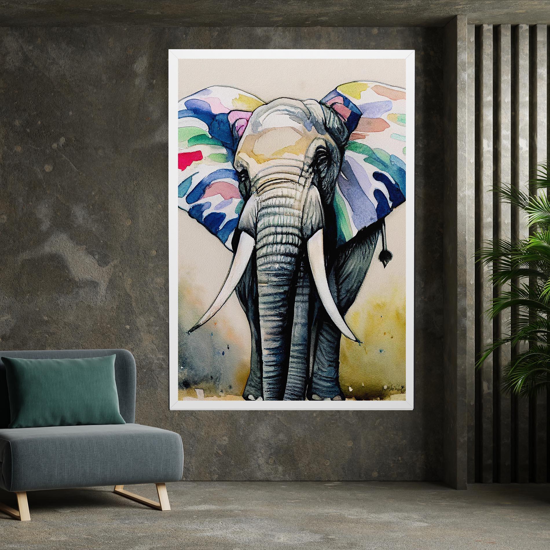 Tablou Canvas Watercolor Elephant Art mockup 7