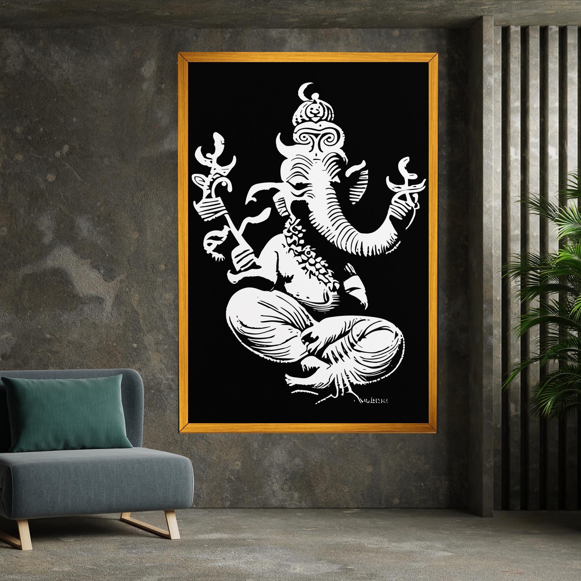 Tablou Canvas Black And White Ganesha mockup 7