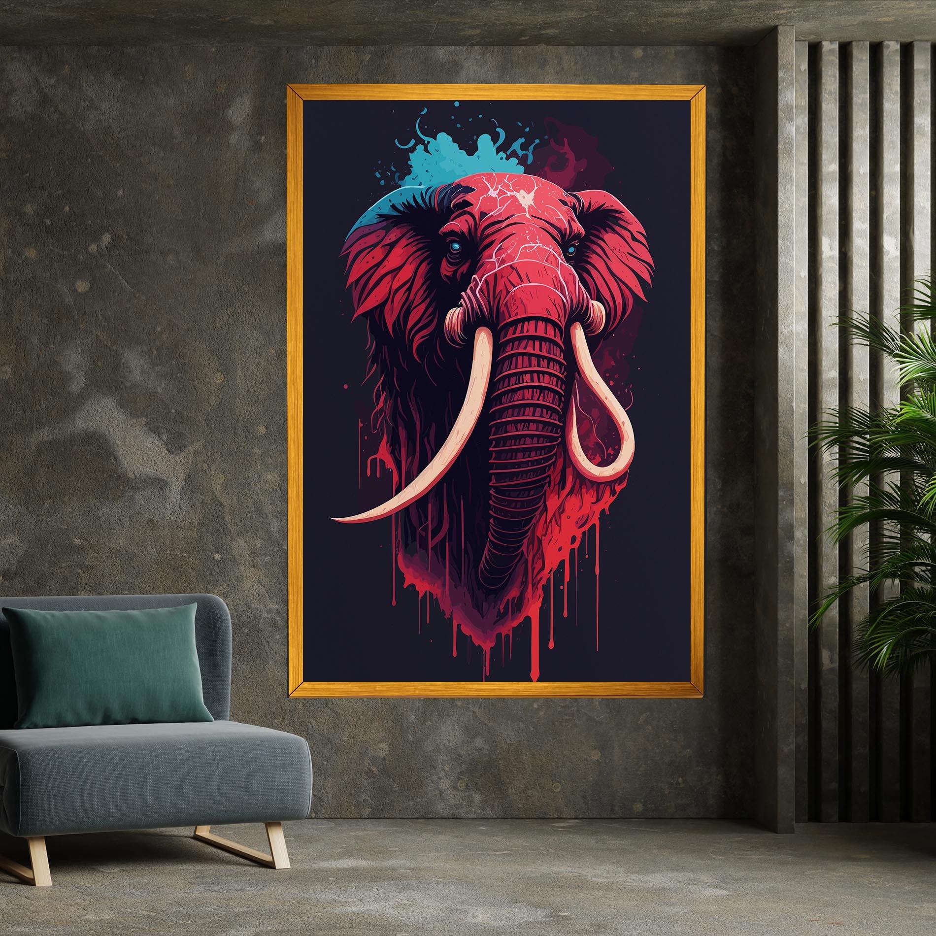 Tablou Canvas Blue Red Elephant mockup 7