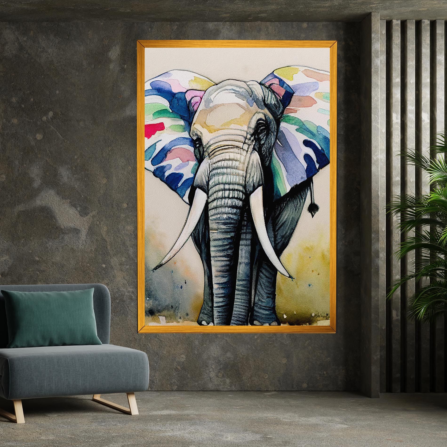 Watercolor Elephant Art mockup 7