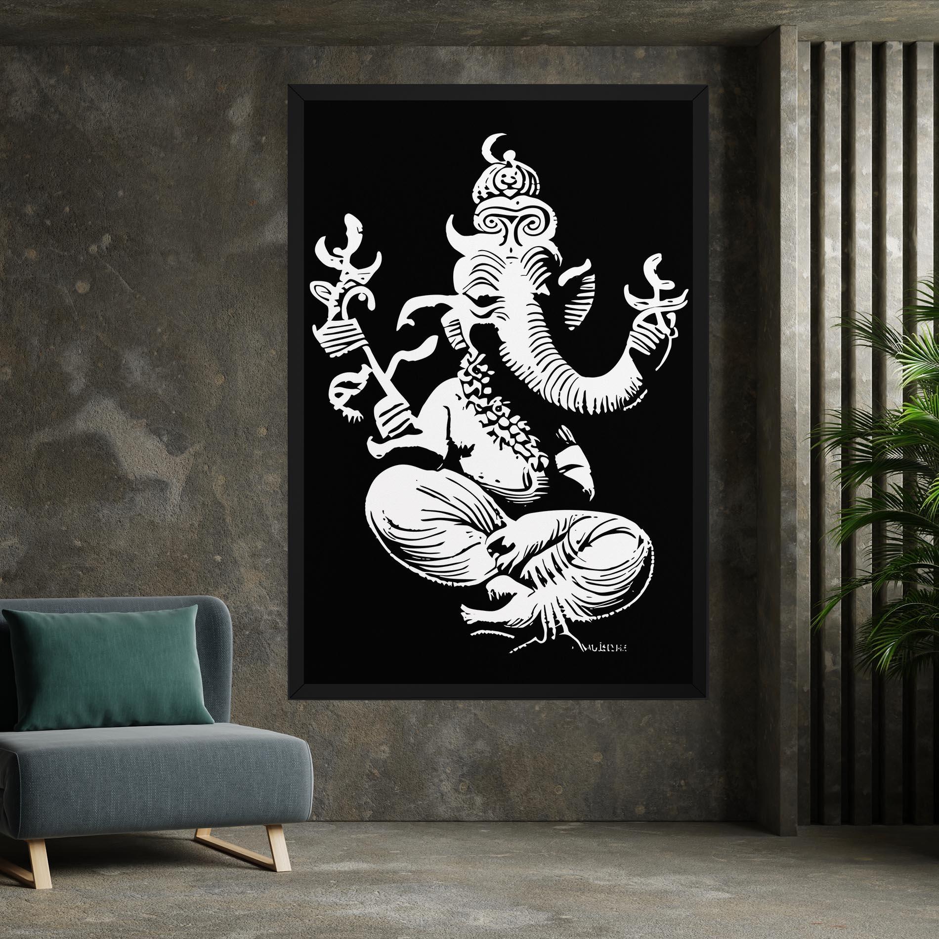 Tablou Canvas Black And White Ganesha mockup 7