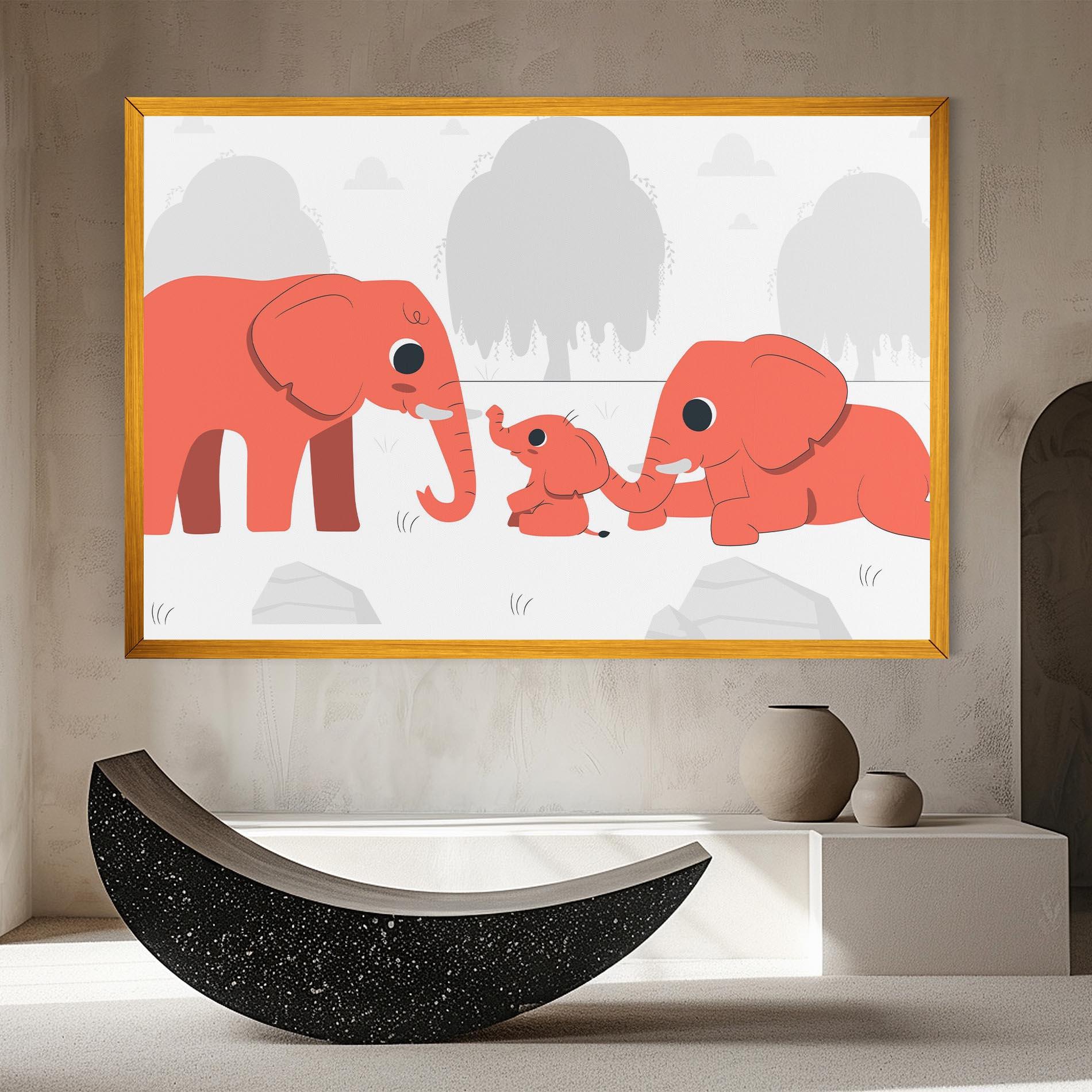 Tablou Canvas Orange Elephant mockup 8