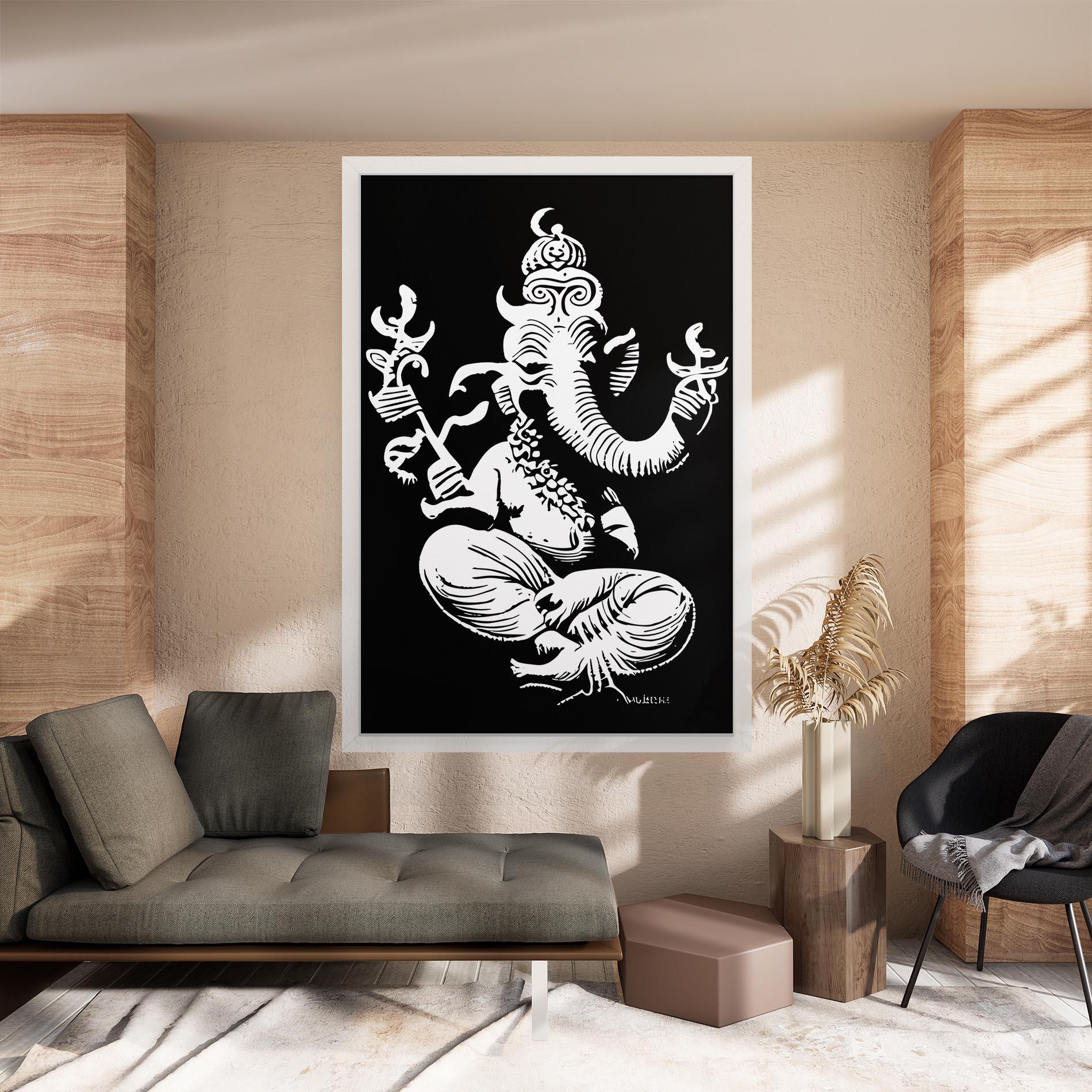 Tablou Canvas Black And White Ganesha mockup 8