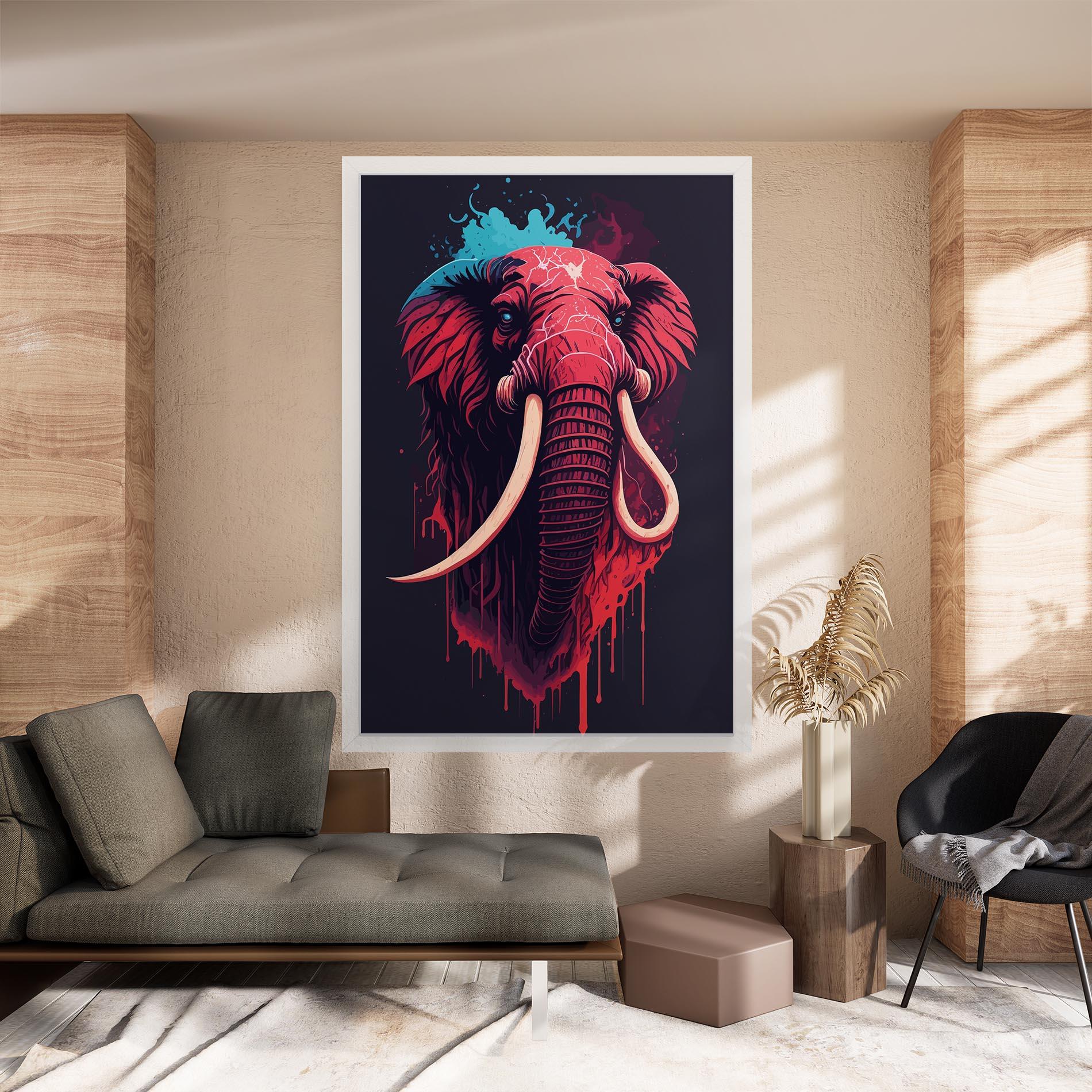 Tablou Canvas Blue Red Elephant mockup 8