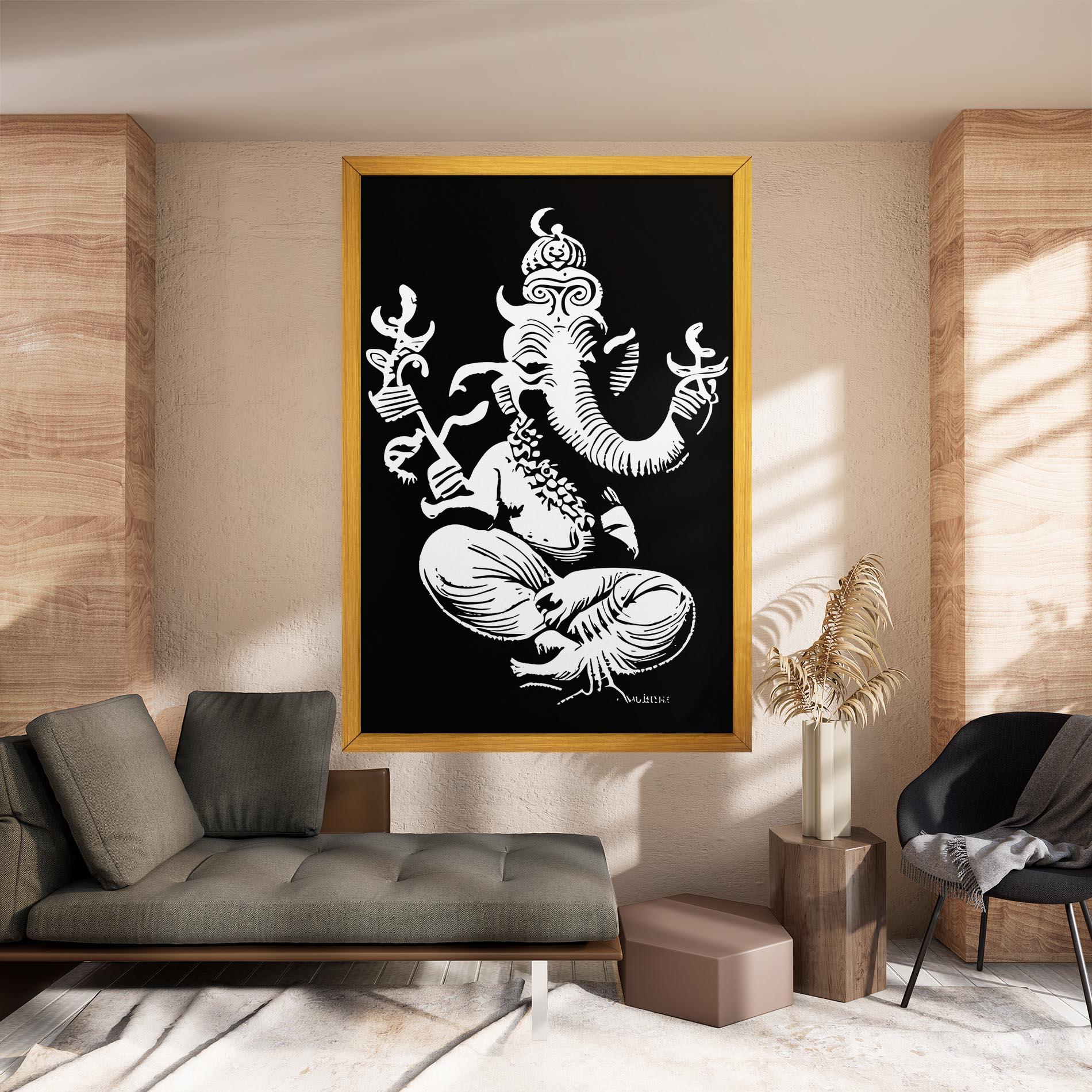 Tablou Canvas Black And White Ganesha mockup 8
