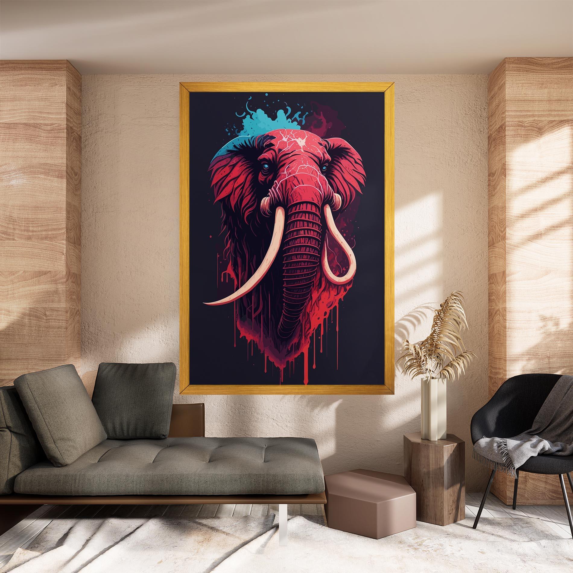 Tablou Canvas Blue Red Elephant mockup 8