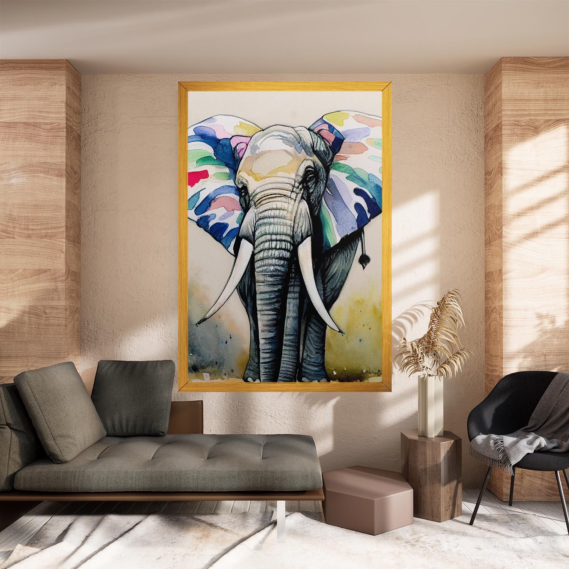 Watercolor Elephant Art mockup 8