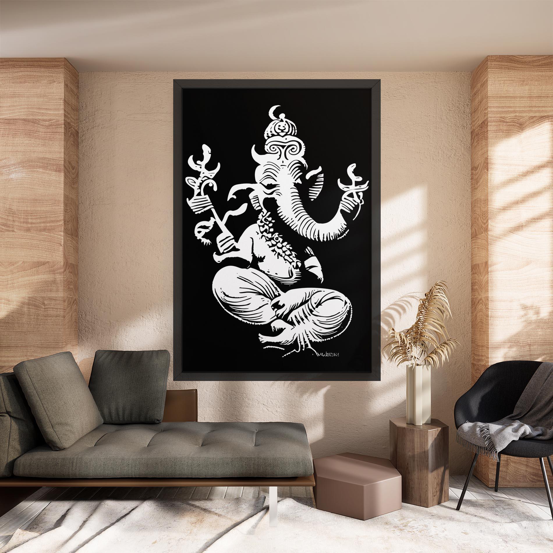 Tablou Canvas Black And White Ganesha mockup 8