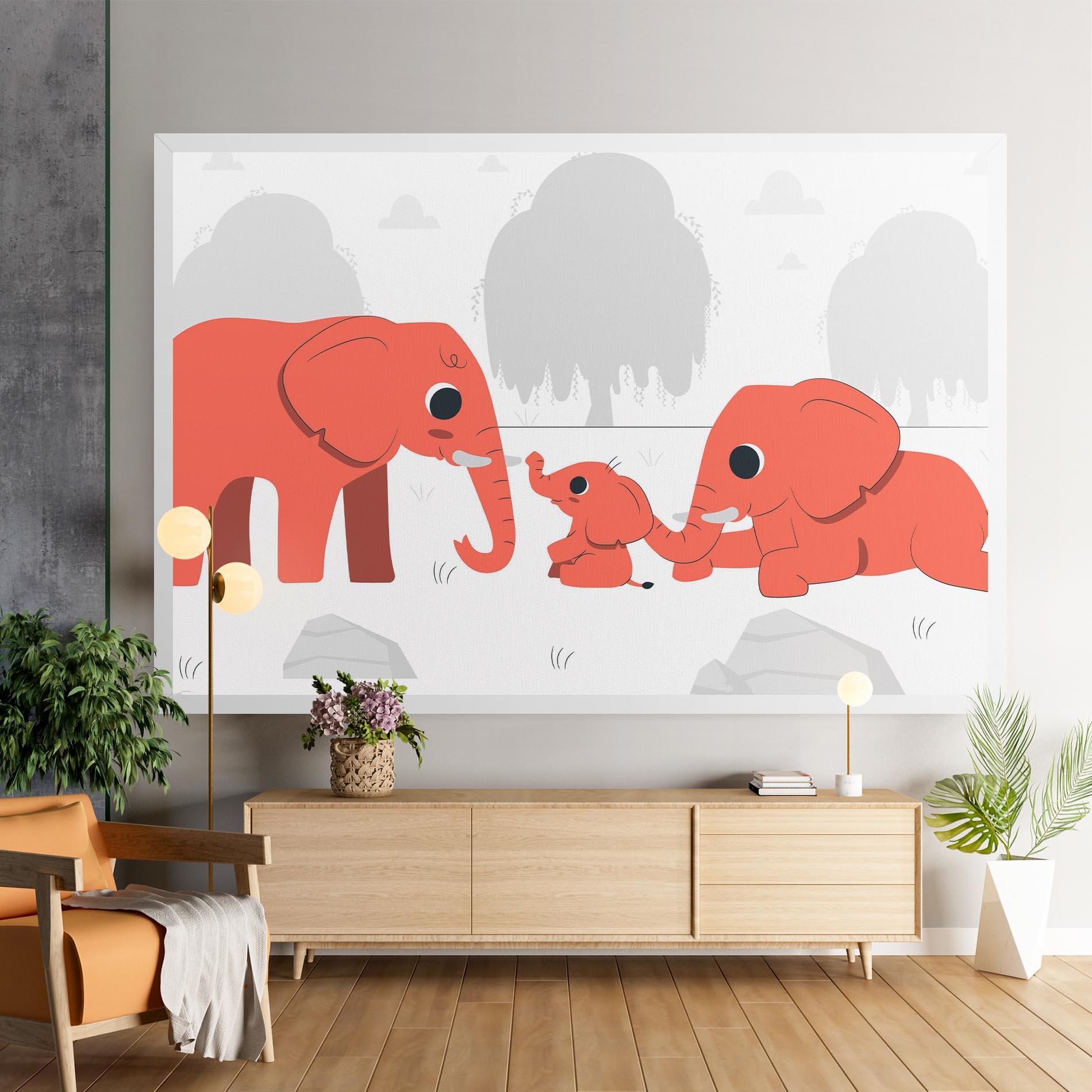 Tablou Canvas Orange Elephant mockup 9