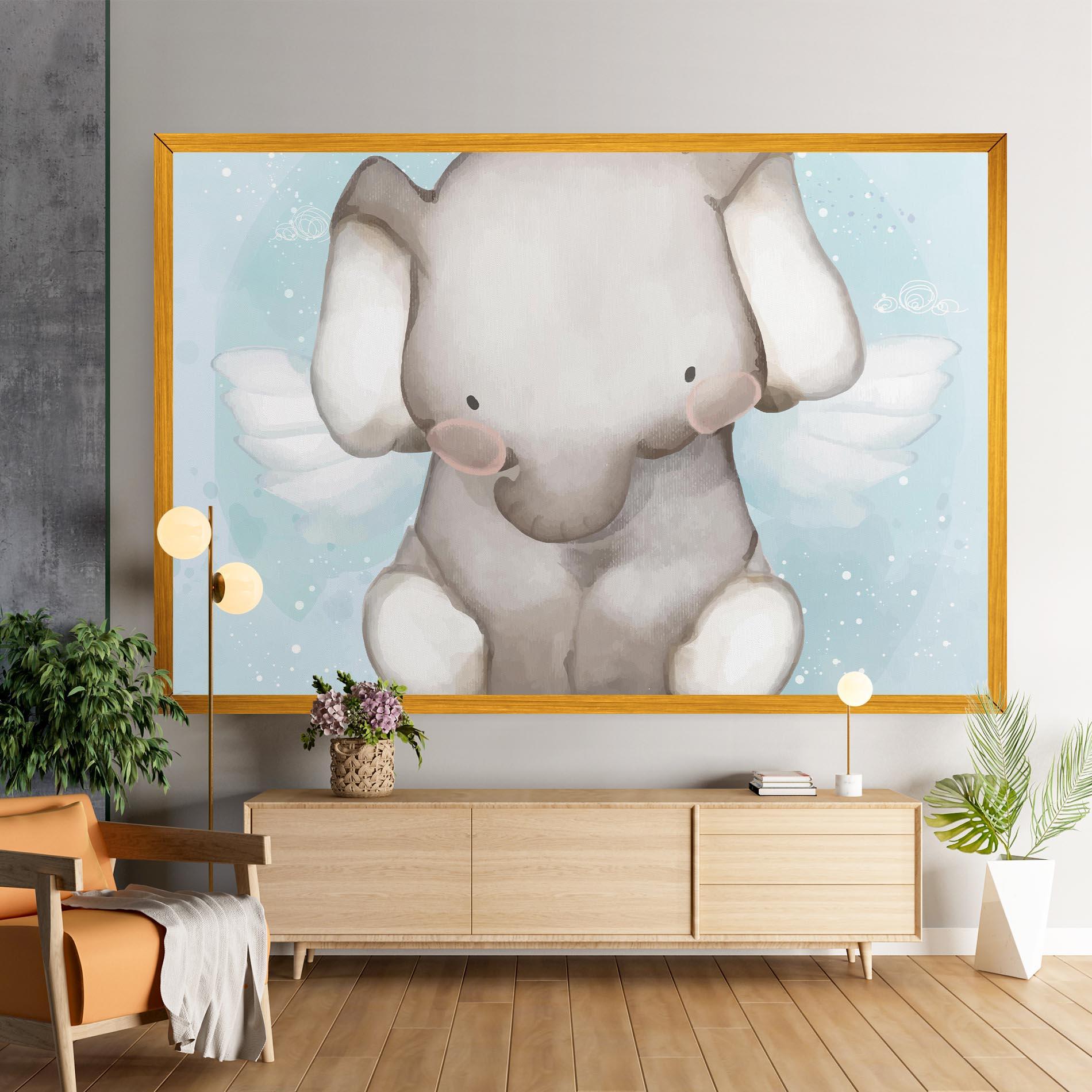 Tablou Canvas Elephant On Blue mockup 9