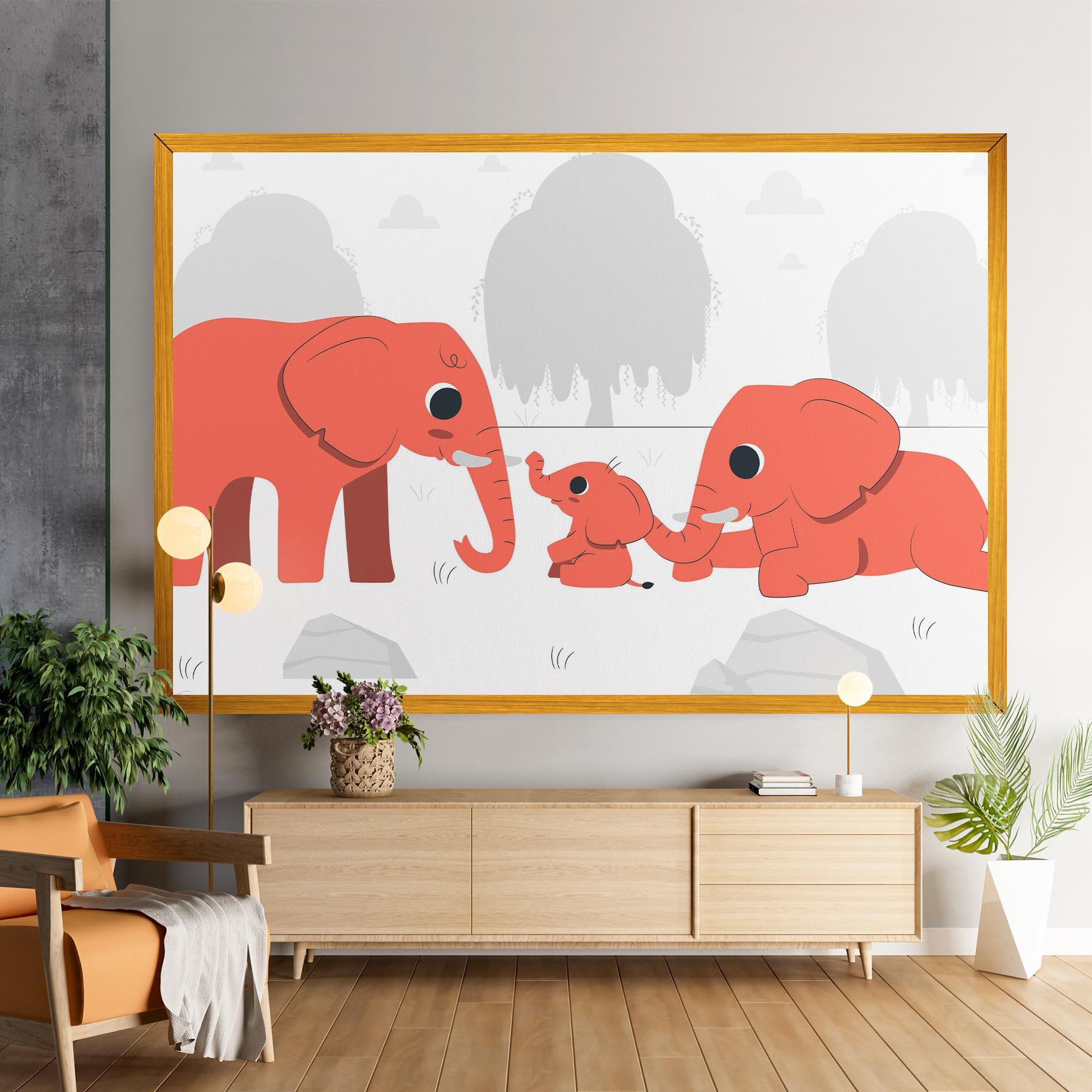 Tablou Canvas Orange Elephant mockup 9