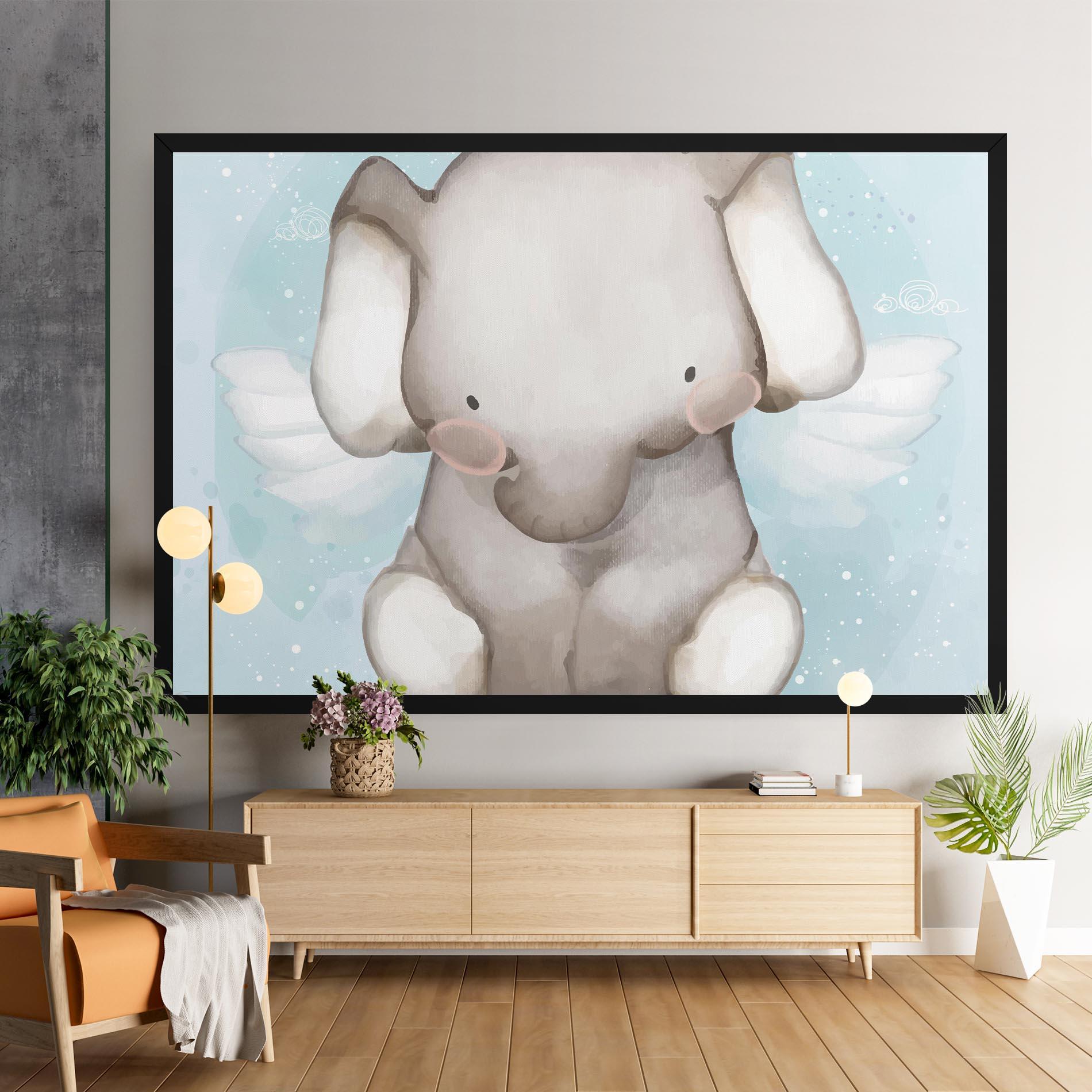 Tablou Canvas Elephant On Blue mockup 9