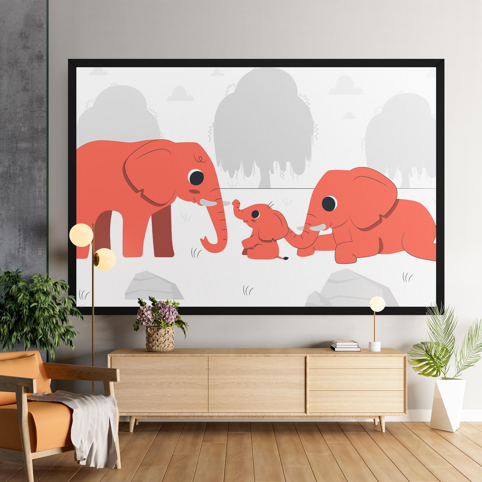 Tablou Canvas Orange Elephant mockup 9