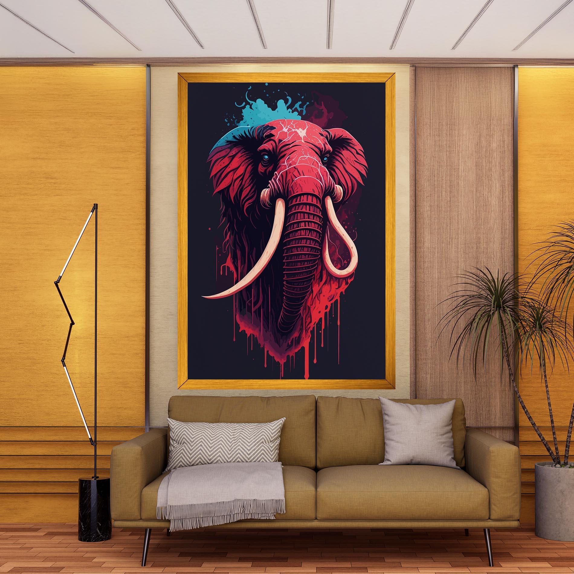 Tablou Canvas Blue Red Elephant mockup 9