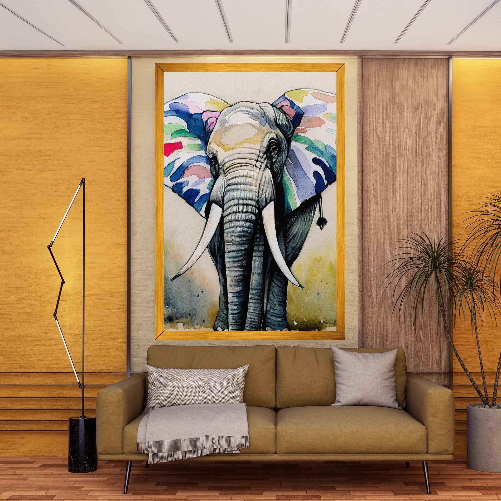 Watercolor Elephant Art mockup 9