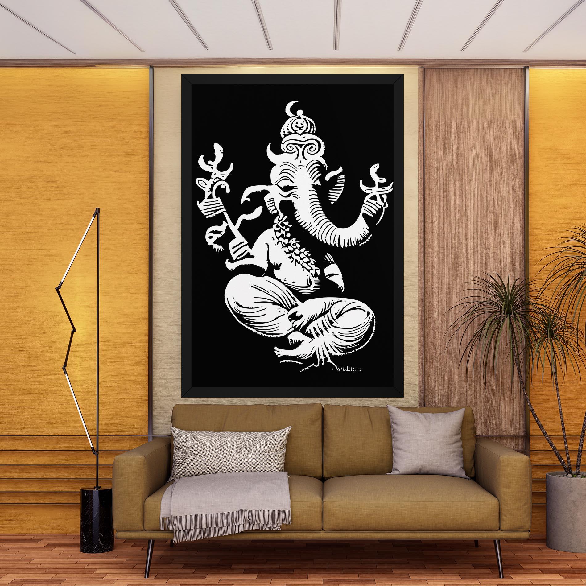 Tablou Canvas Black And White Ganesha mockup 9