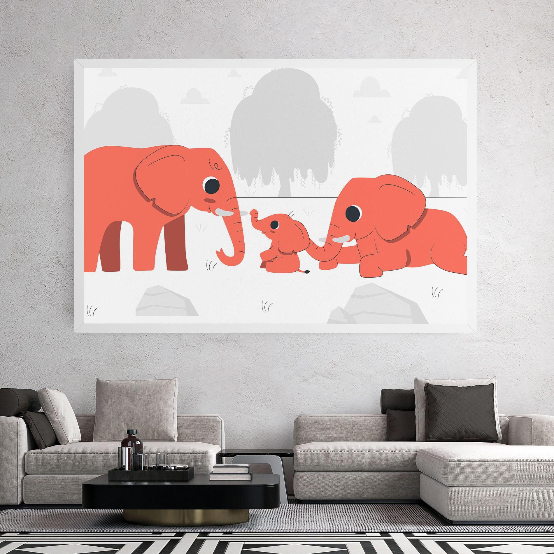 Tablou Canvas Orange Elephant mockup 2