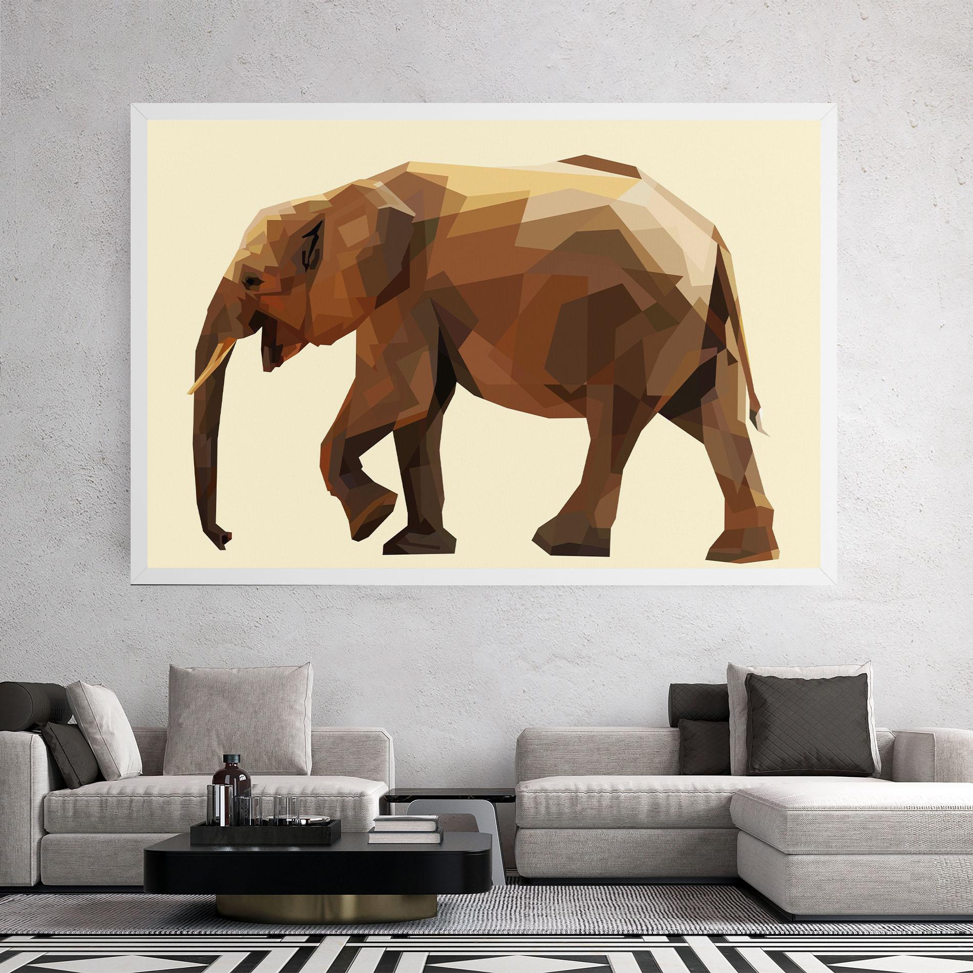 Tablou Canvas Walking Elephant Cream mockup 2