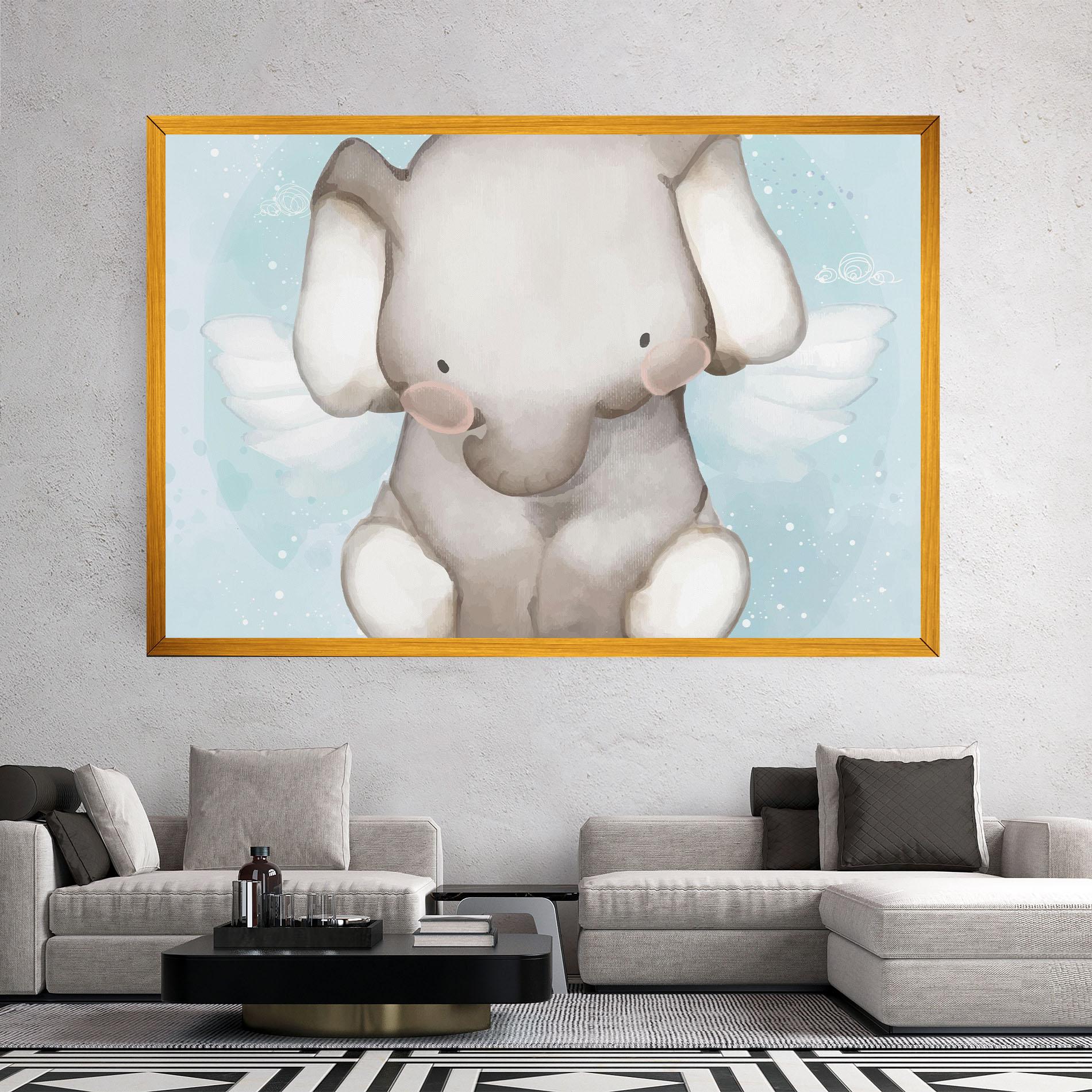 Tablou Canvas Elephant On Blue mockup 2