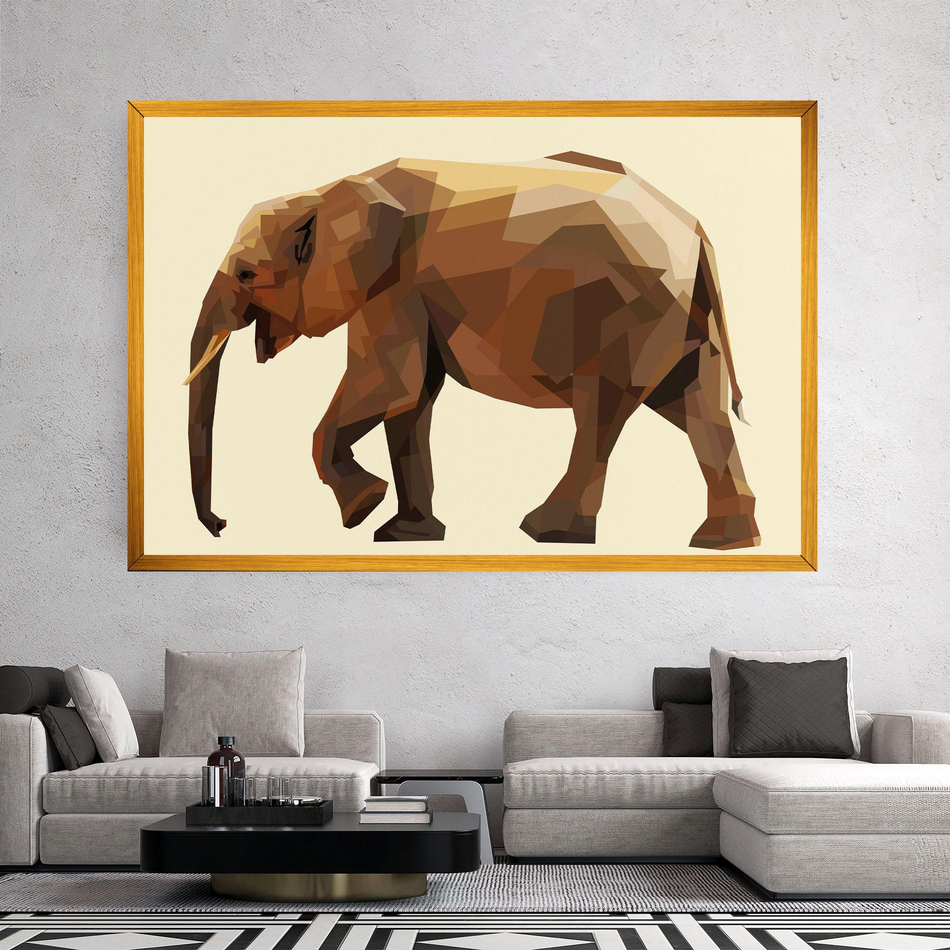 Tablou Canvas Walking Elephant Cream mockup 2