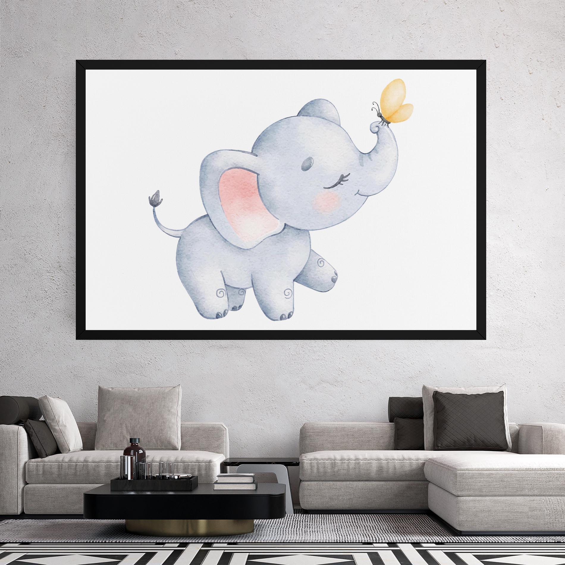 Tablou Canvas Elephant Butterfly mockup 2