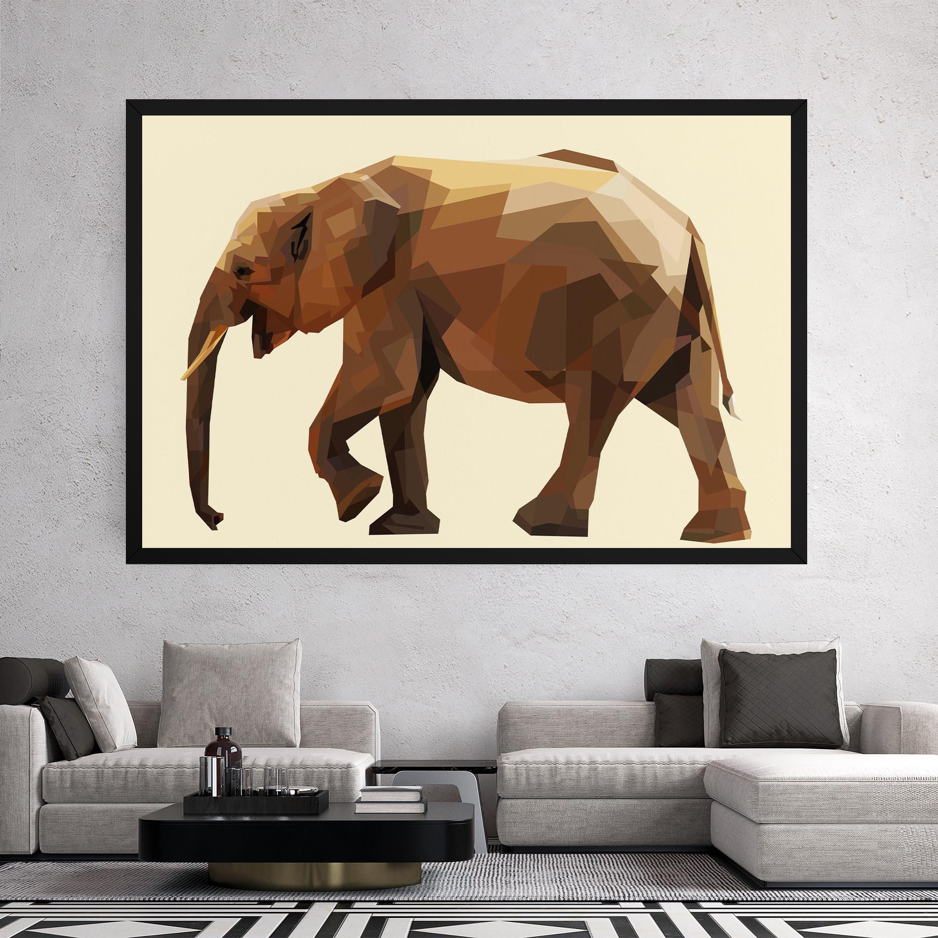 Tablou Canvas Walking Elephant Cream mockup 2