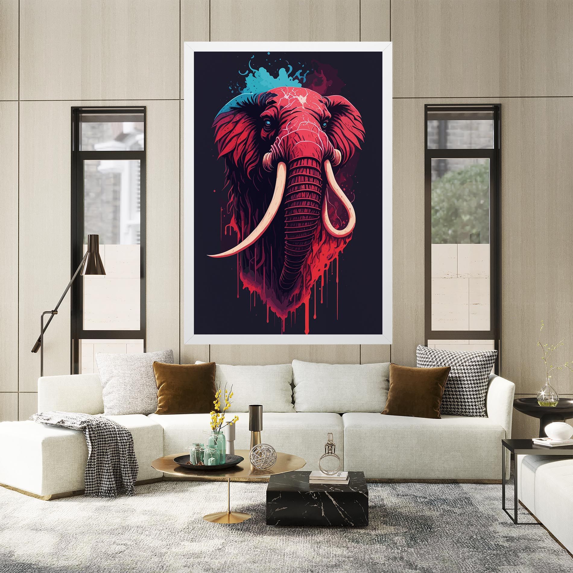 Blue Red Elephant mockup 2