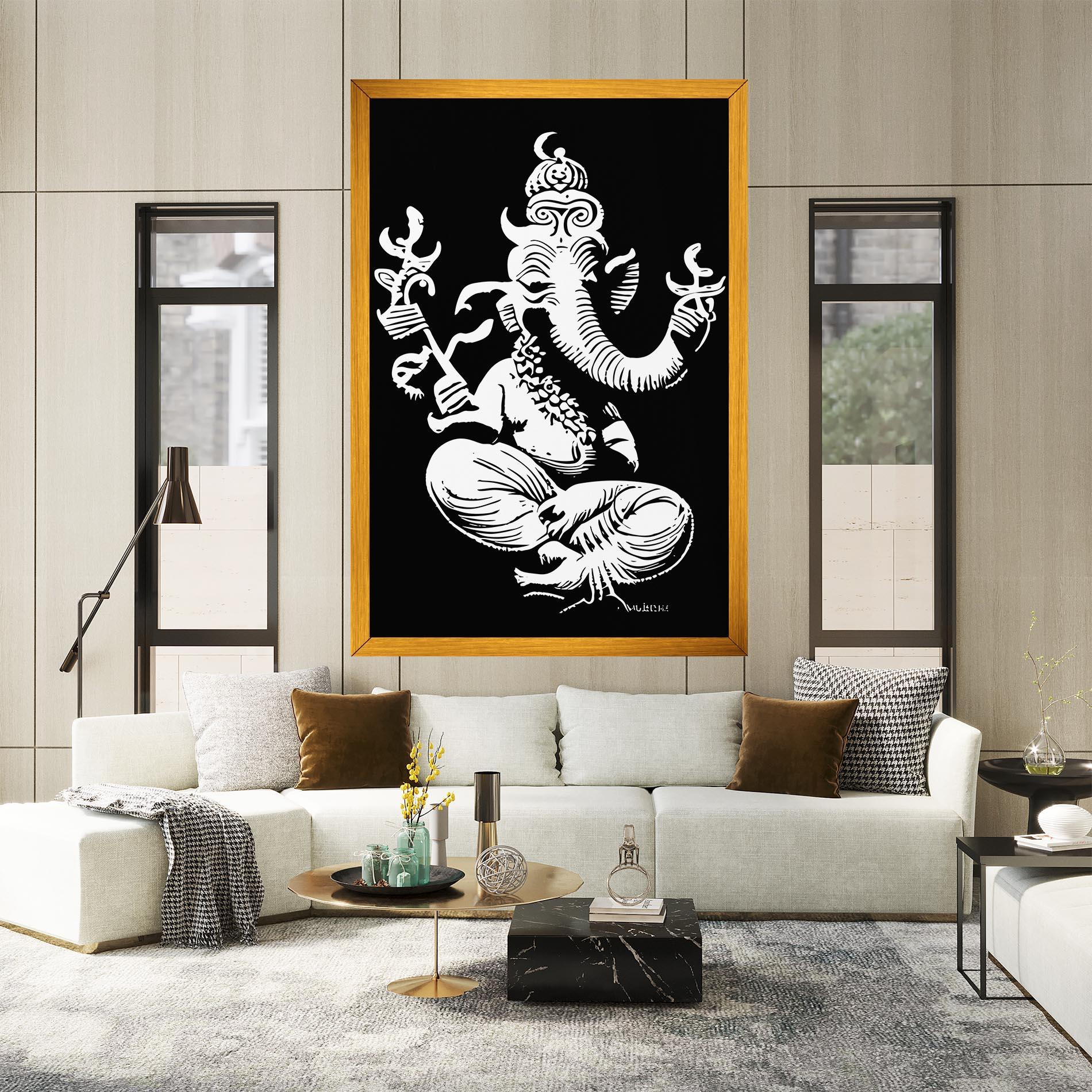 Tablou Canvas Black And White Ganesha mockup 2