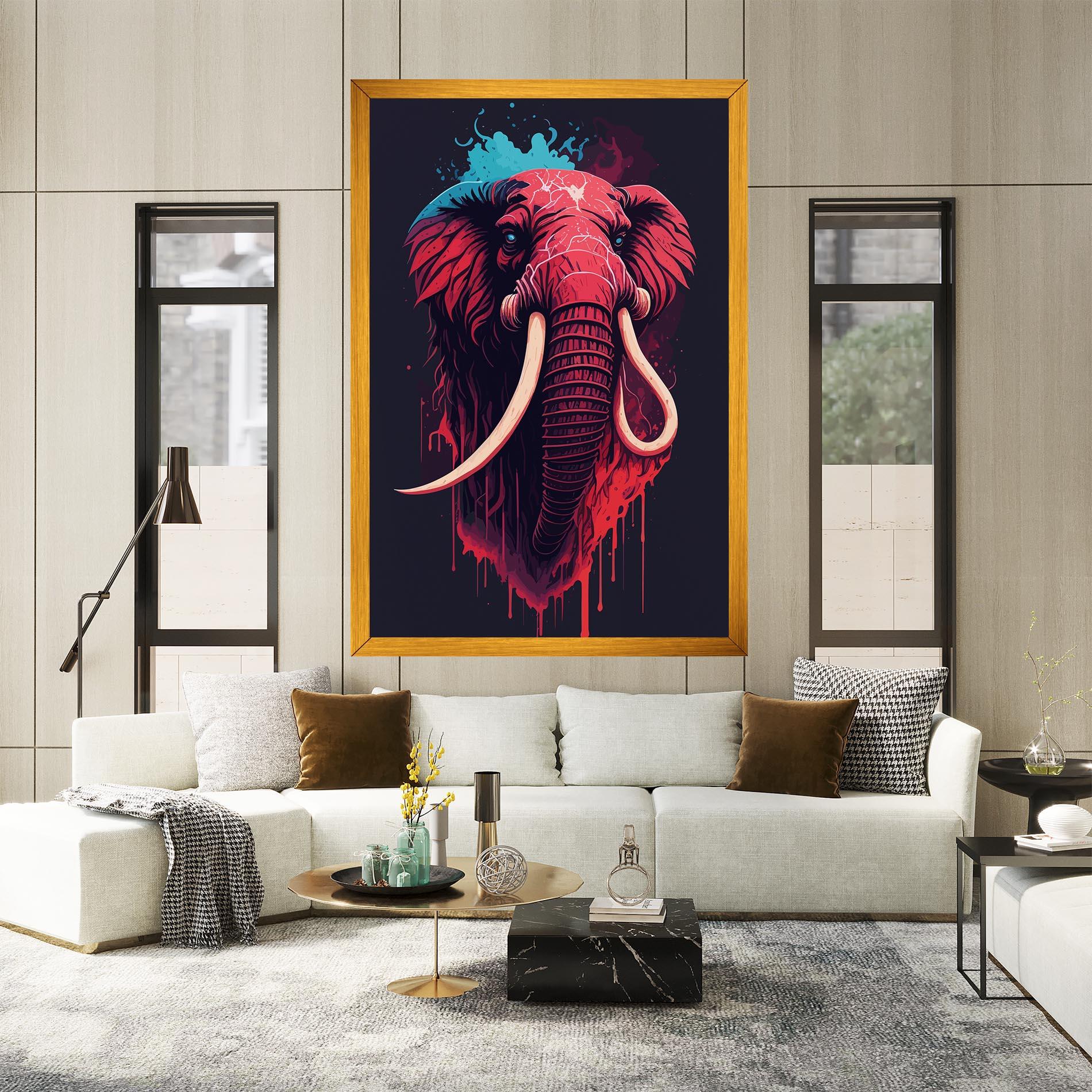Tablou Canvas Blue Red Elephant mockup 2