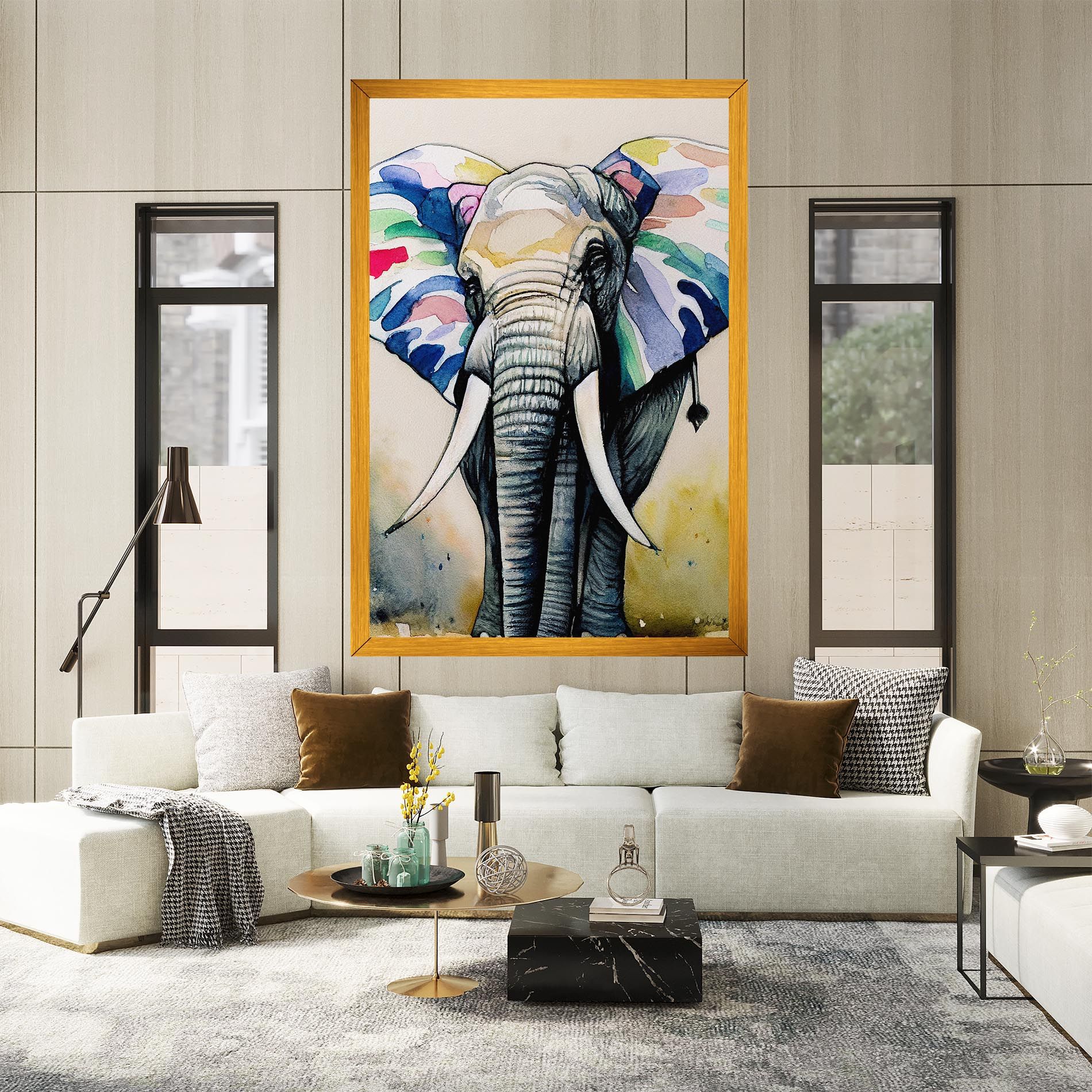 Watercolor Elephant Art mockup 2