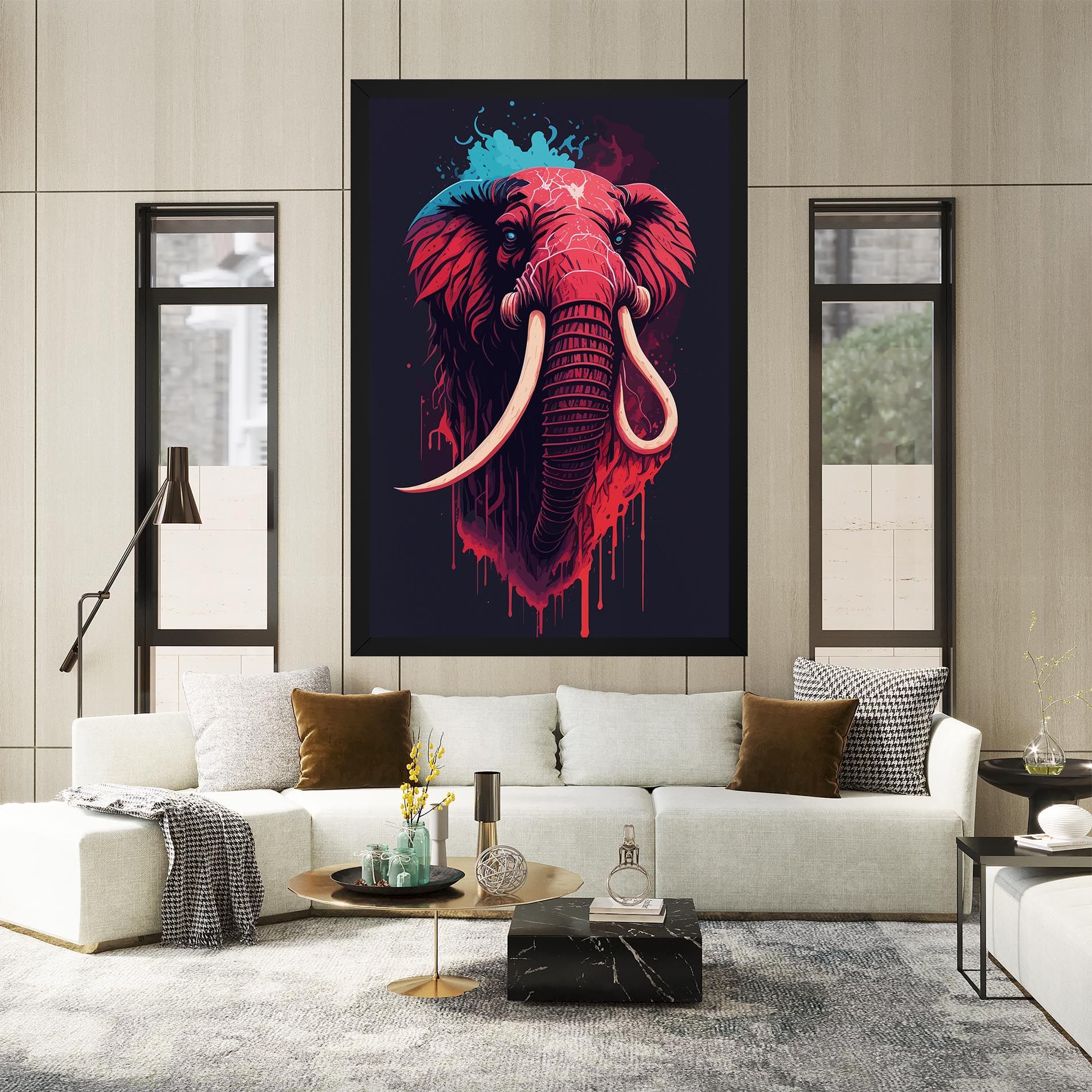 Blue Red Elephant mockup 2