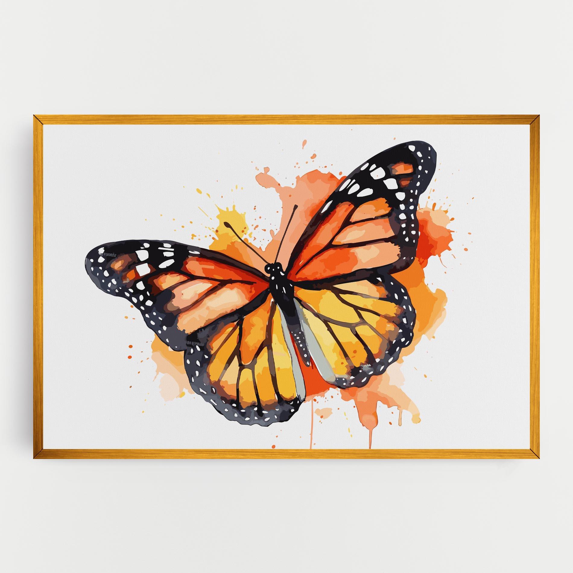 Tablou Canvas Orange Watercolor Butterfly mockup 0